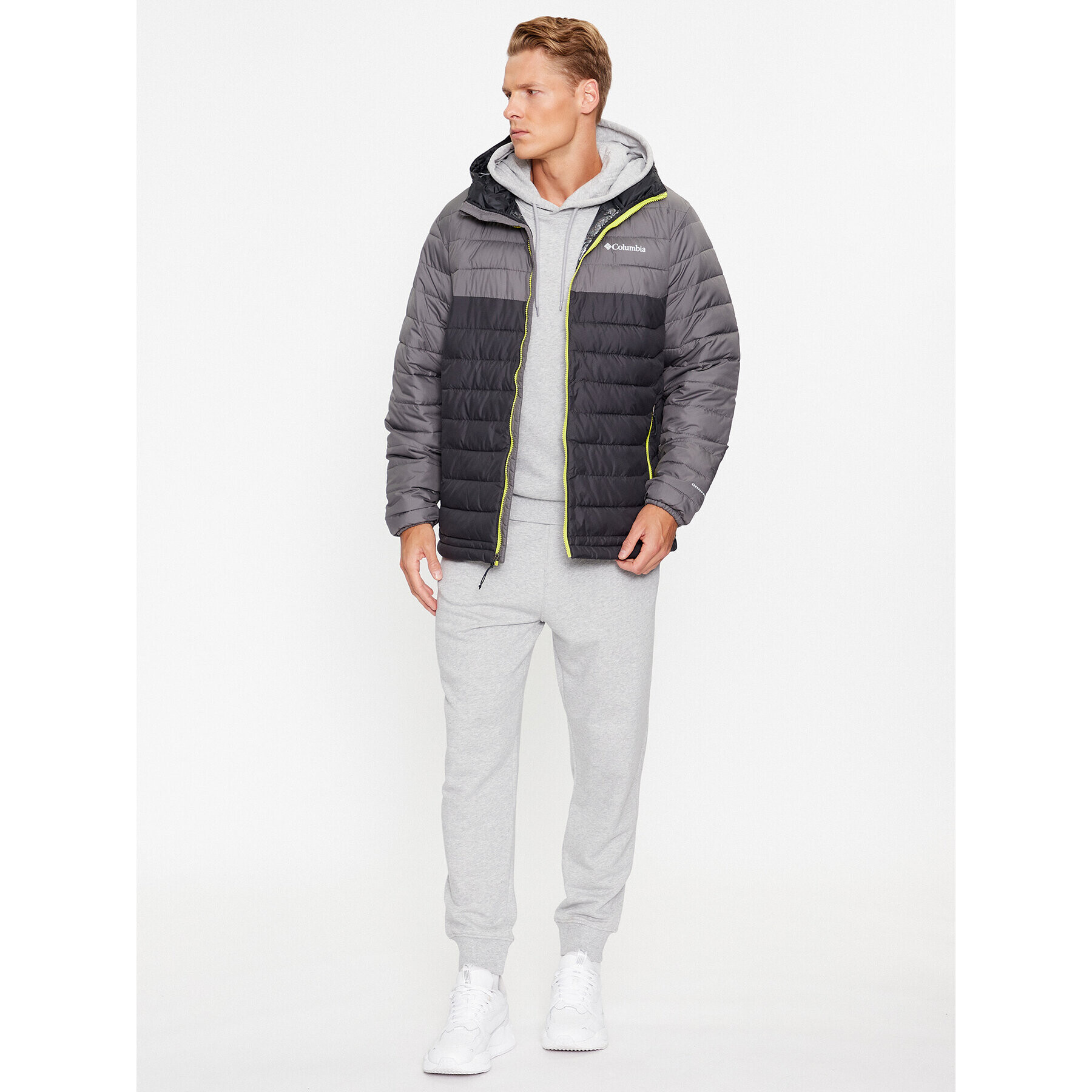 Columbia Пухено яке Powder Lite™ Hooded Jacket Сив Regular Fit - Pepit.bg