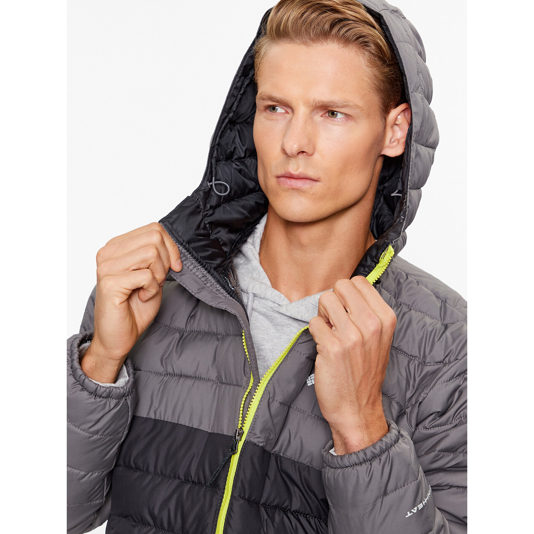 Columbia Пухено яке Powder Lite™ Hooded Jacket Сив Regular Fit - Pepit.bg