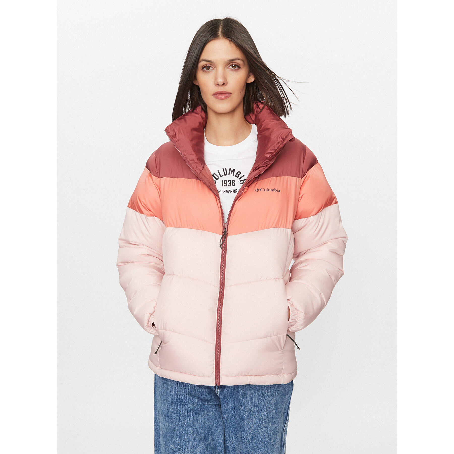 Columbia Пухено яке Puffect™ Color Blocked Jacket Червен Regular Fit - Pepit.bg