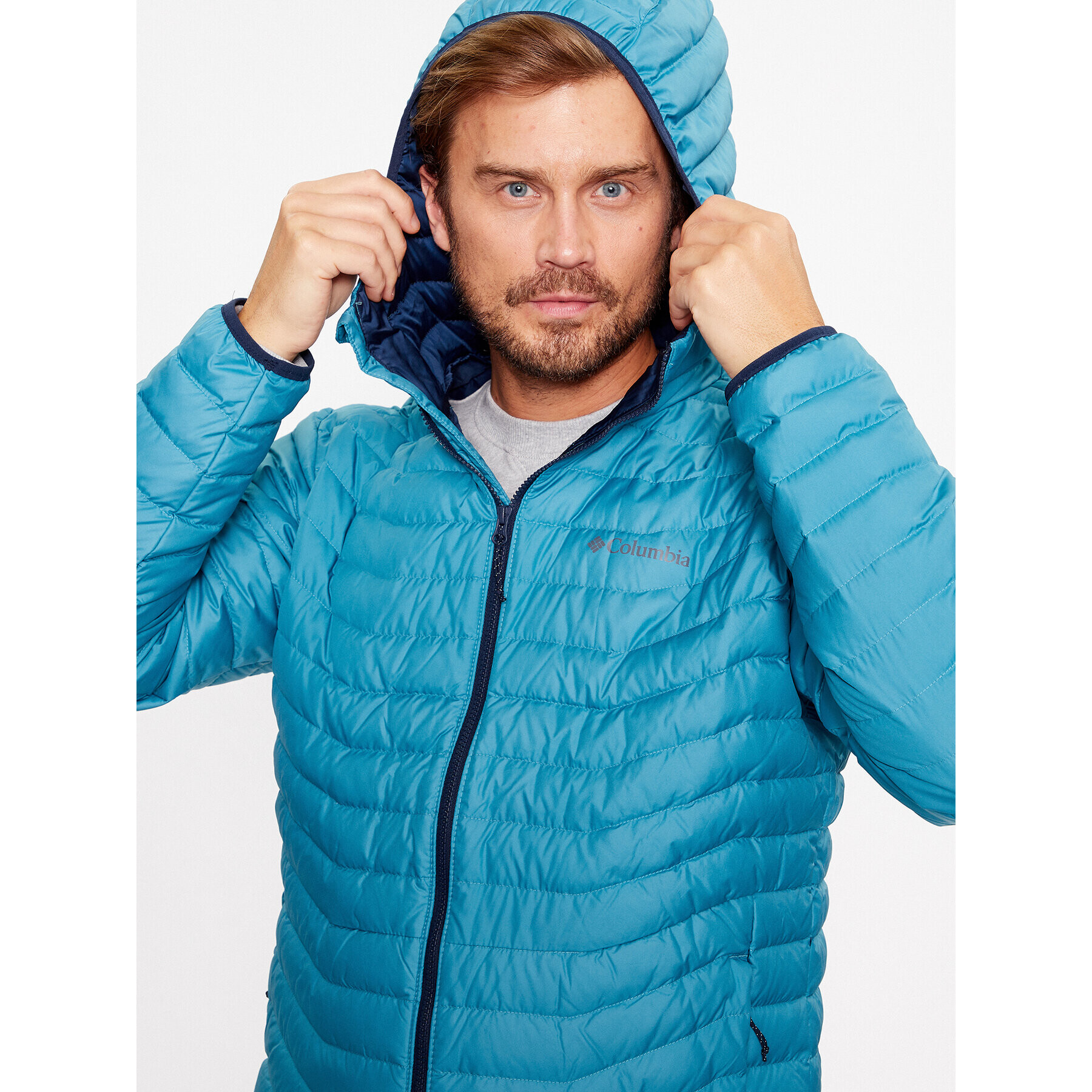 Columbia Пухено яке Westridge™ Down Hooded Jacket Син Regular Fit - Pepit.bg