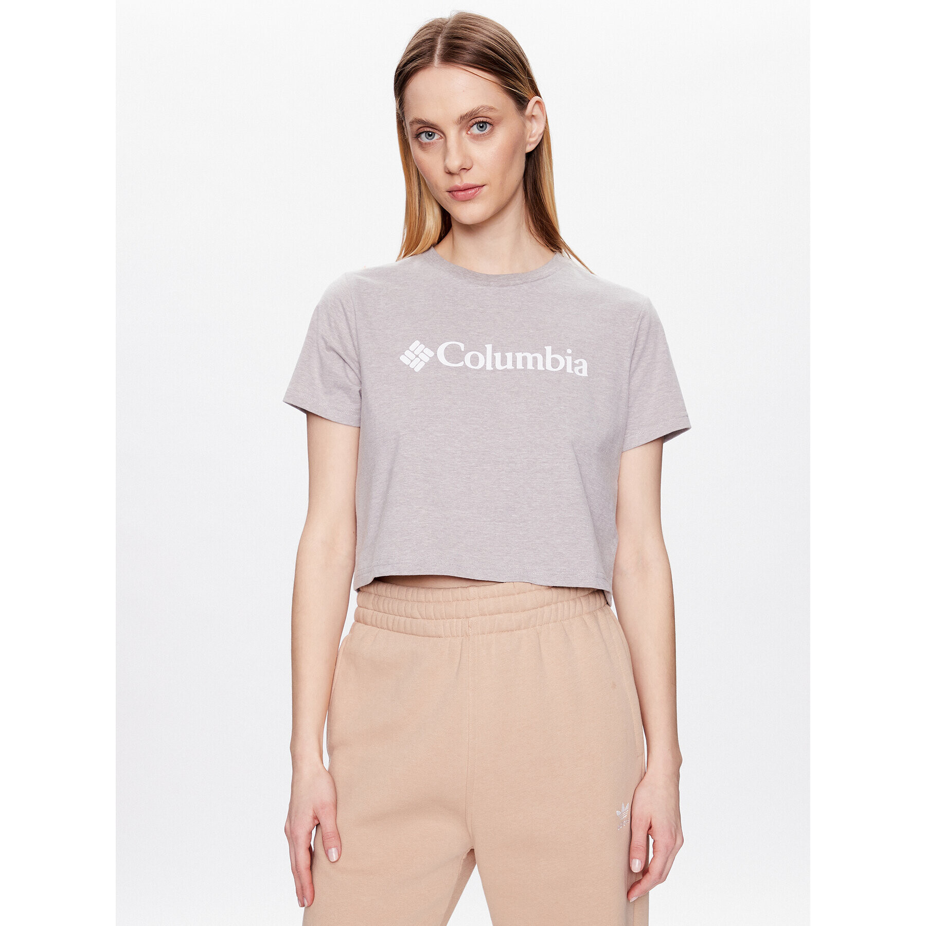 Columbia Тишърт North Casades 1930051 Сив Cropped Fit - Pepit.bg