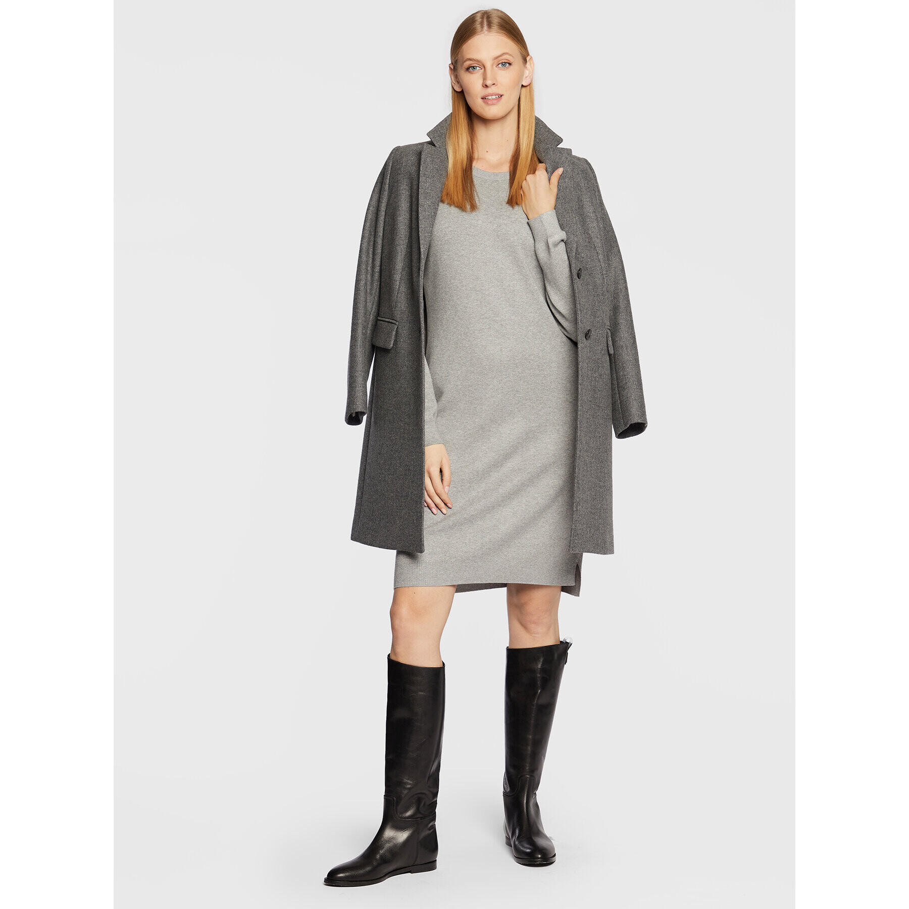 Comma Плетена рокля 2121727 Сив Regular Fit - Pepit.bg
