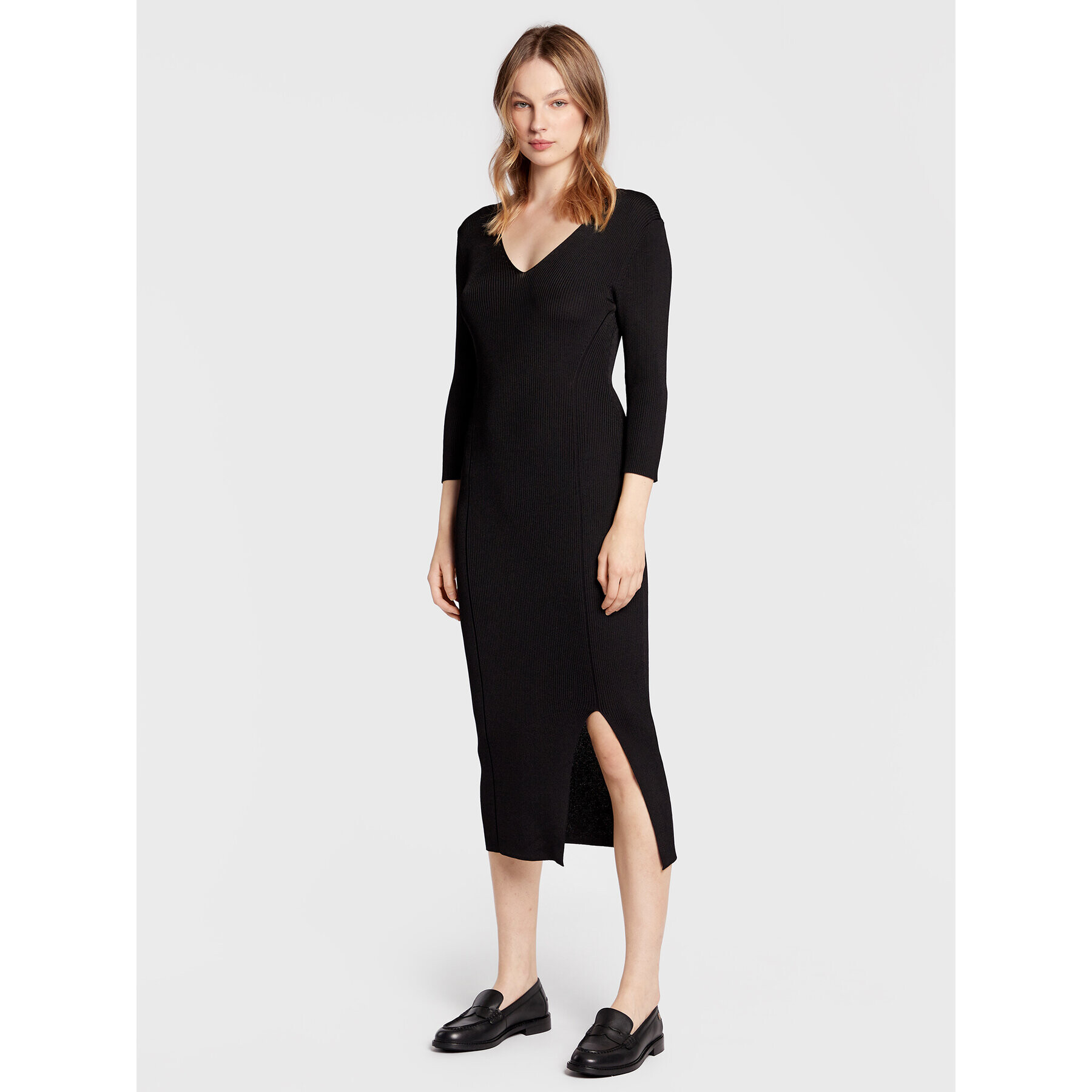 Comma Плетена рокля 2123288 Черен Slim Fit - Pepit.bg