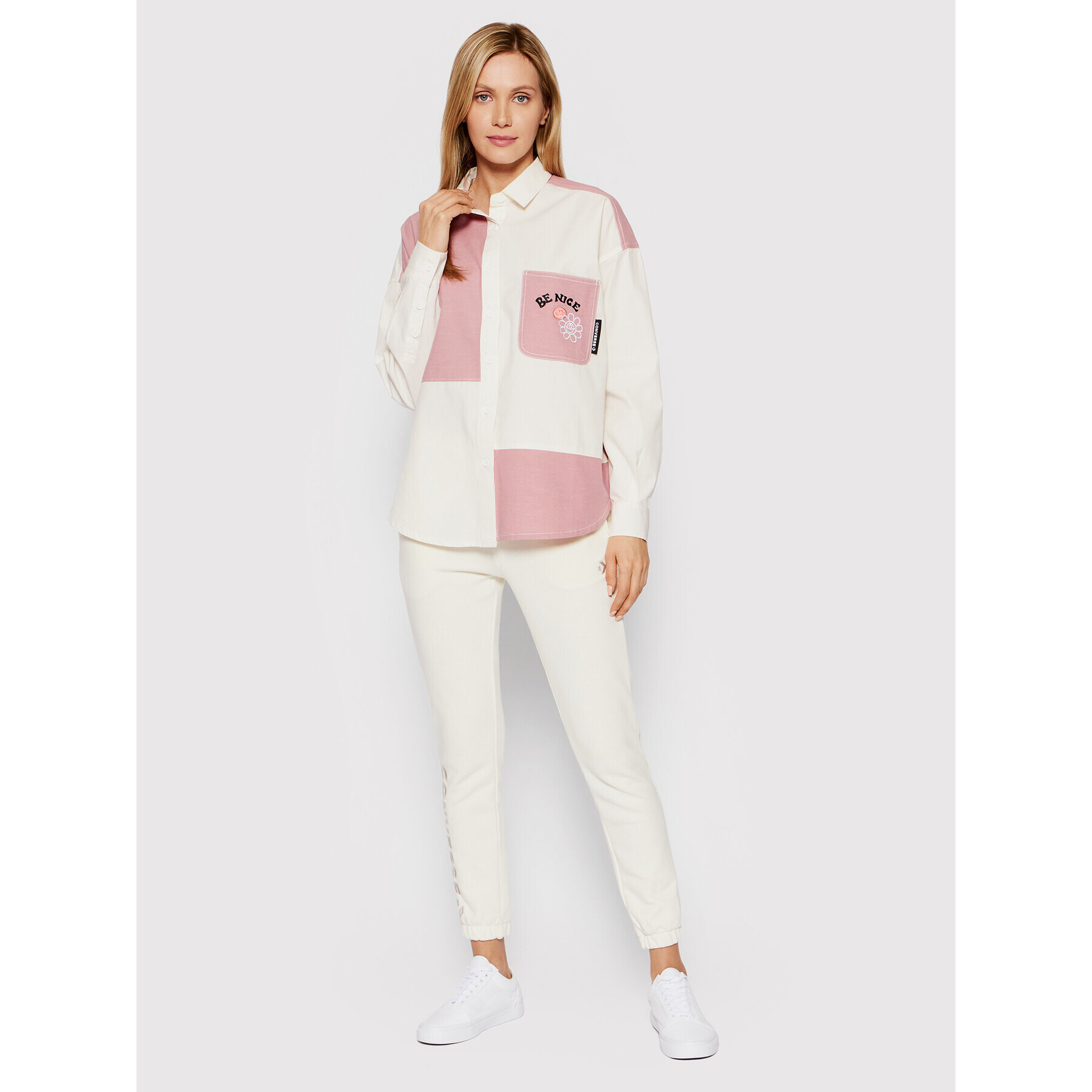 Converse Риза Color-Blocked 10022971-A01 Бежов Oversize - Pepit.bg