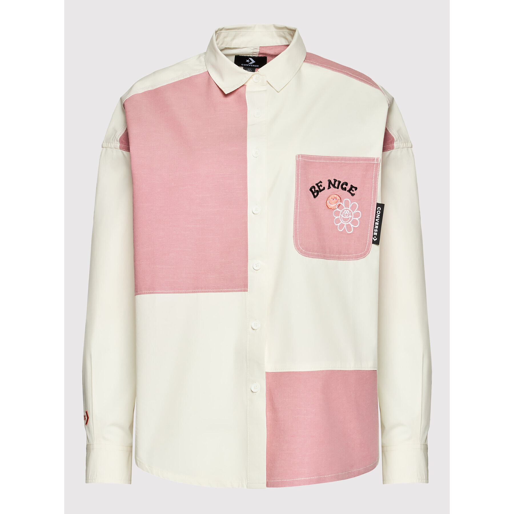 Converse Риза Color-Blocked 10022971-A01 Бежов Oversize - Pepit.bg
