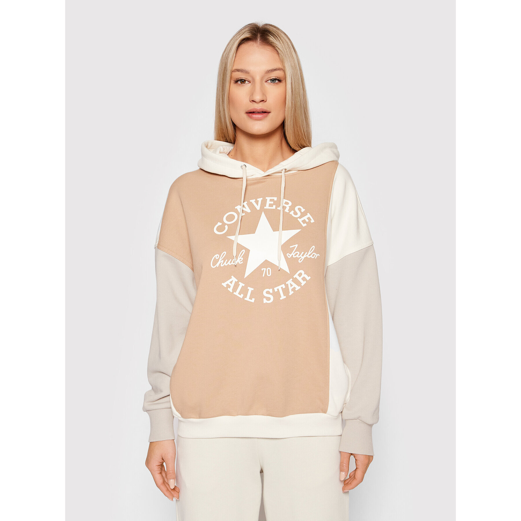 Converse Суитшърт Color-Blocked 10022963-A02 Бежов Oversize - Pepit.bg