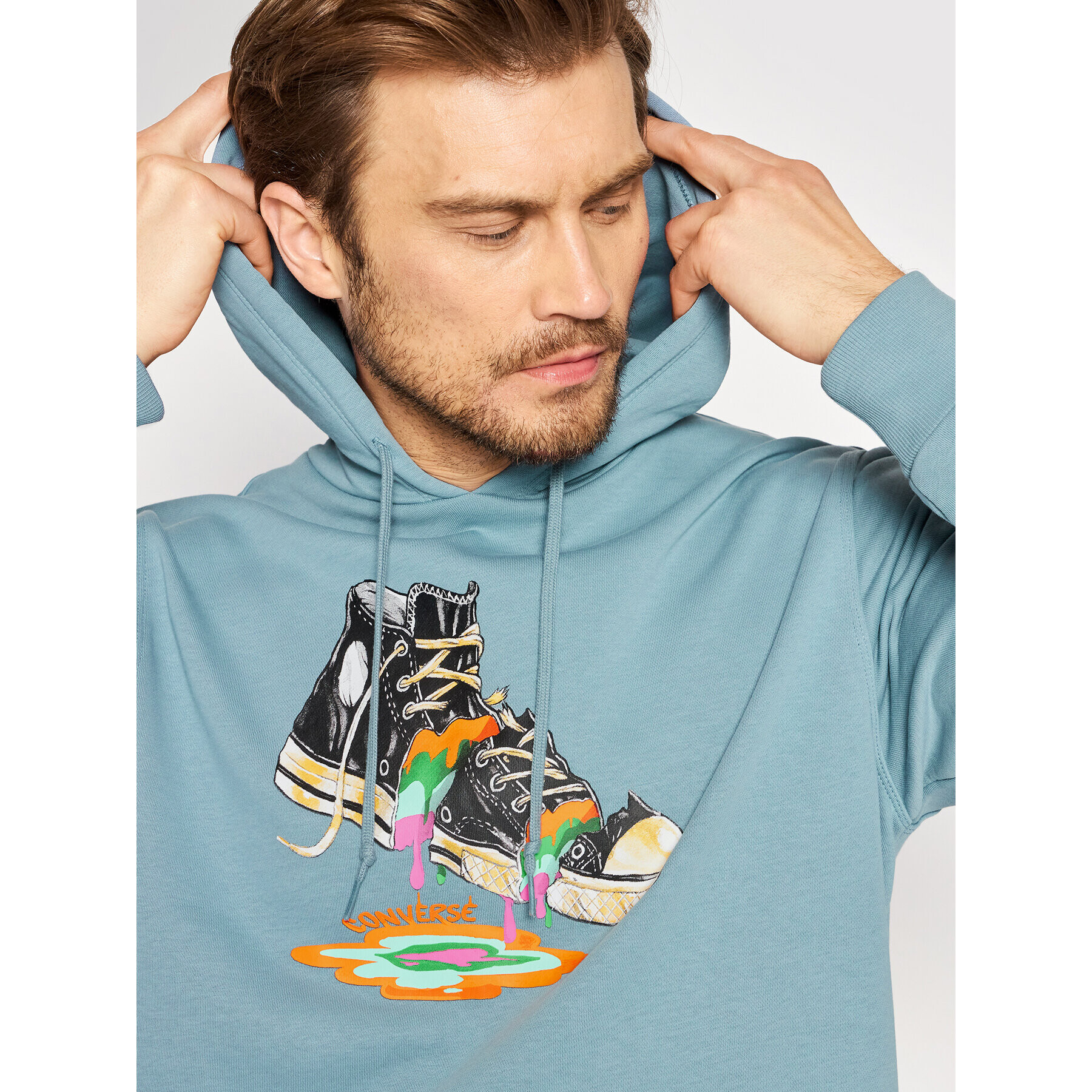 Converse Суитшърт Paint Drip Graphic 10022937-A03 Син Regular Fit - Pepit.bg