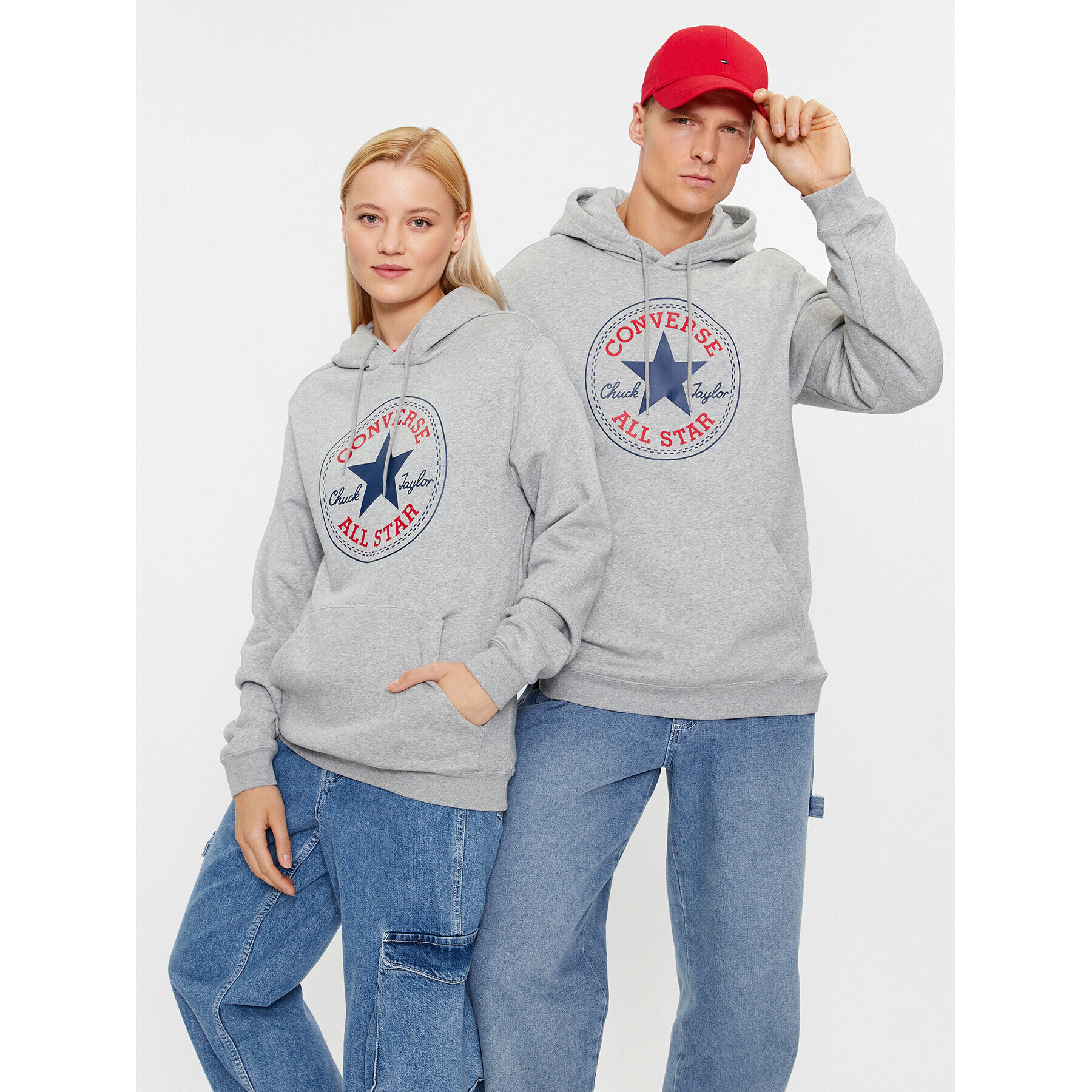 Converse Суитшърт Standard Fit Center Front Large Chuck Patch Core Po Hoodie Bb 10025470-A03 Сив Regular Fit - Pepit.bg