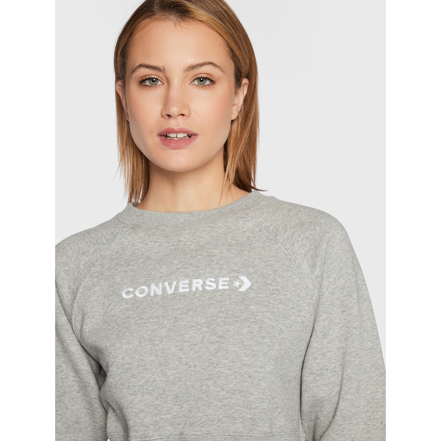 Converse Суитшърт Wordmark 10023716-A02 Сив Regular Fit - Pepit.bg