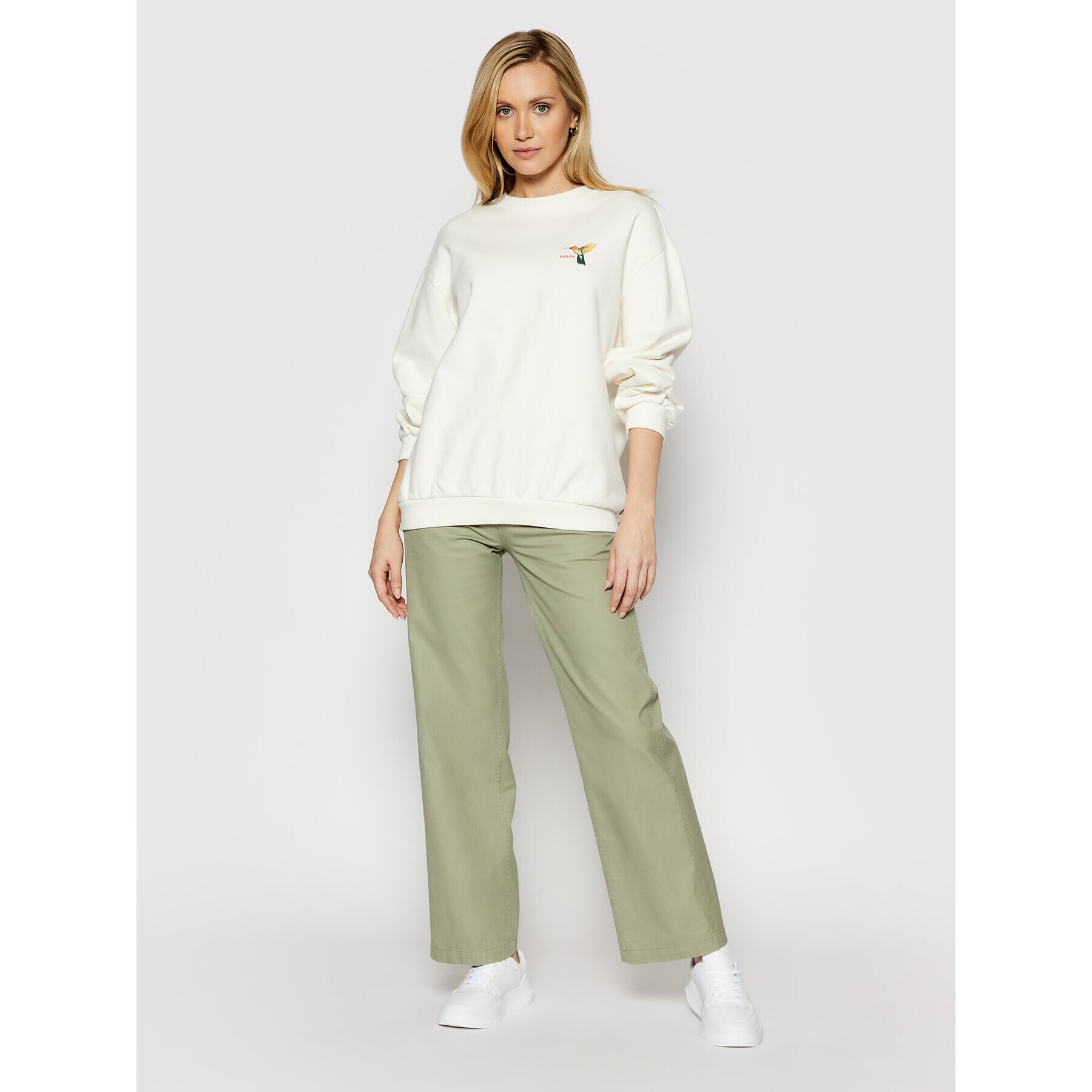 Converse Текстилни панталони Wide Leg Woven 10020315-A05 Зелен Relaxed Fit - Pepit.bg