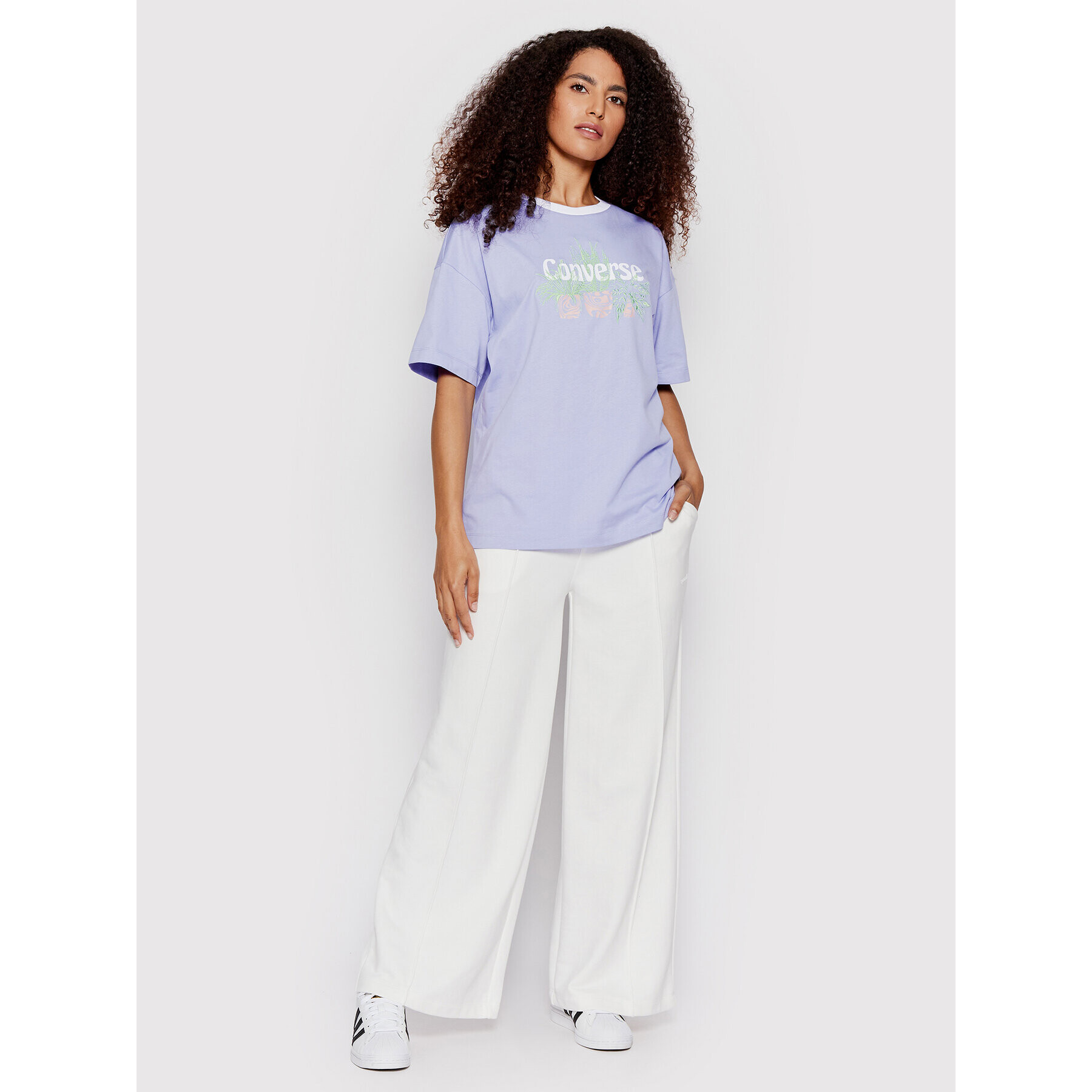 Converse Тишърт 10023937-A04 Виолетов Loose Fit - Pepit.bg