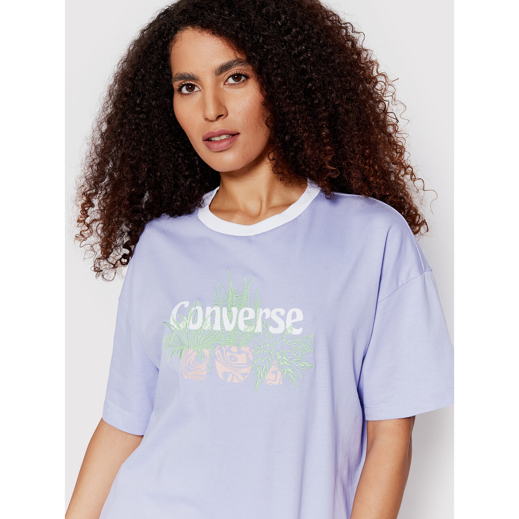 Converse Тишърт 10023937-A04 Виолетов Loose Fit - Pepit.bg