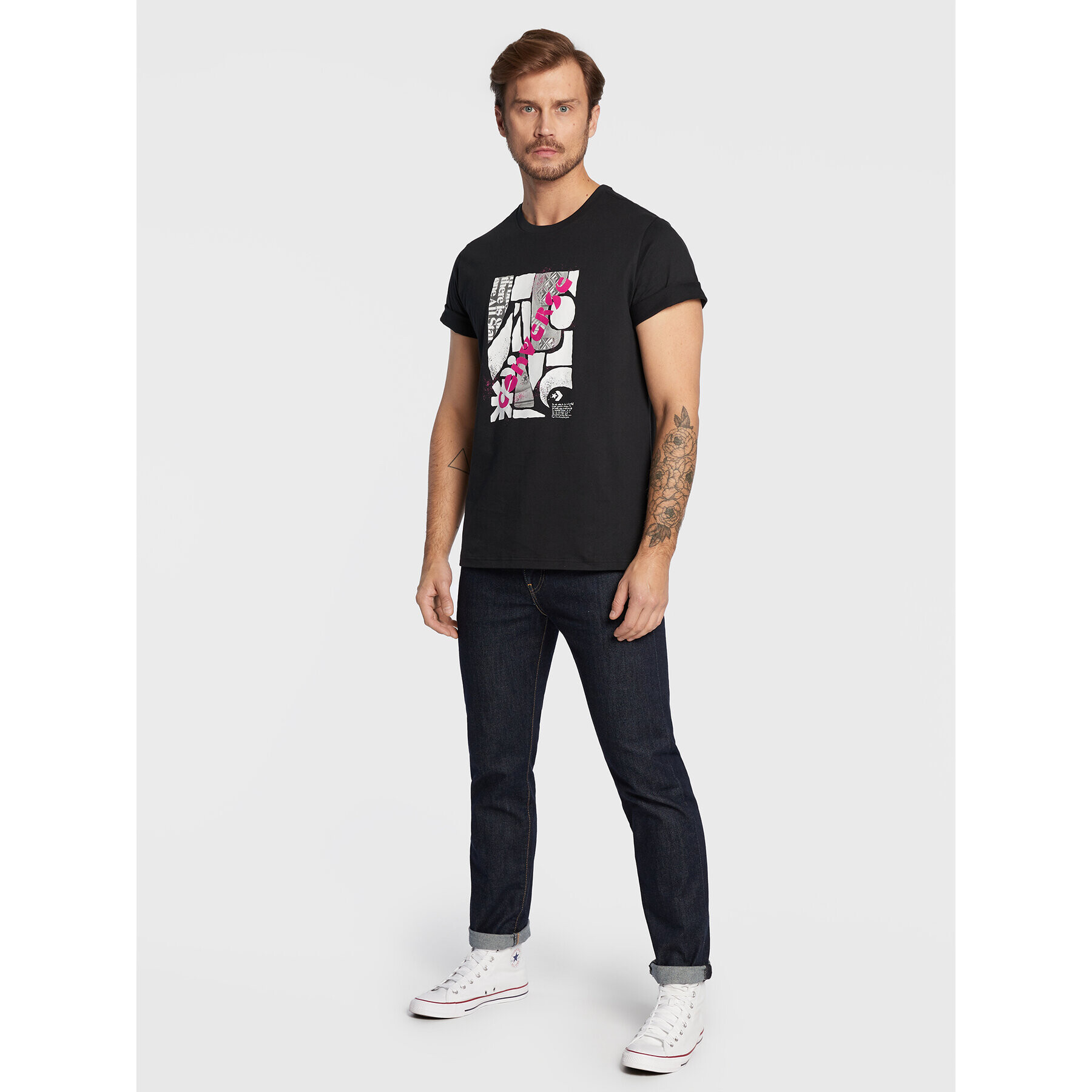 Converse Тишърт 10023992-A01 Черен Standard Fit - Pepit.bg