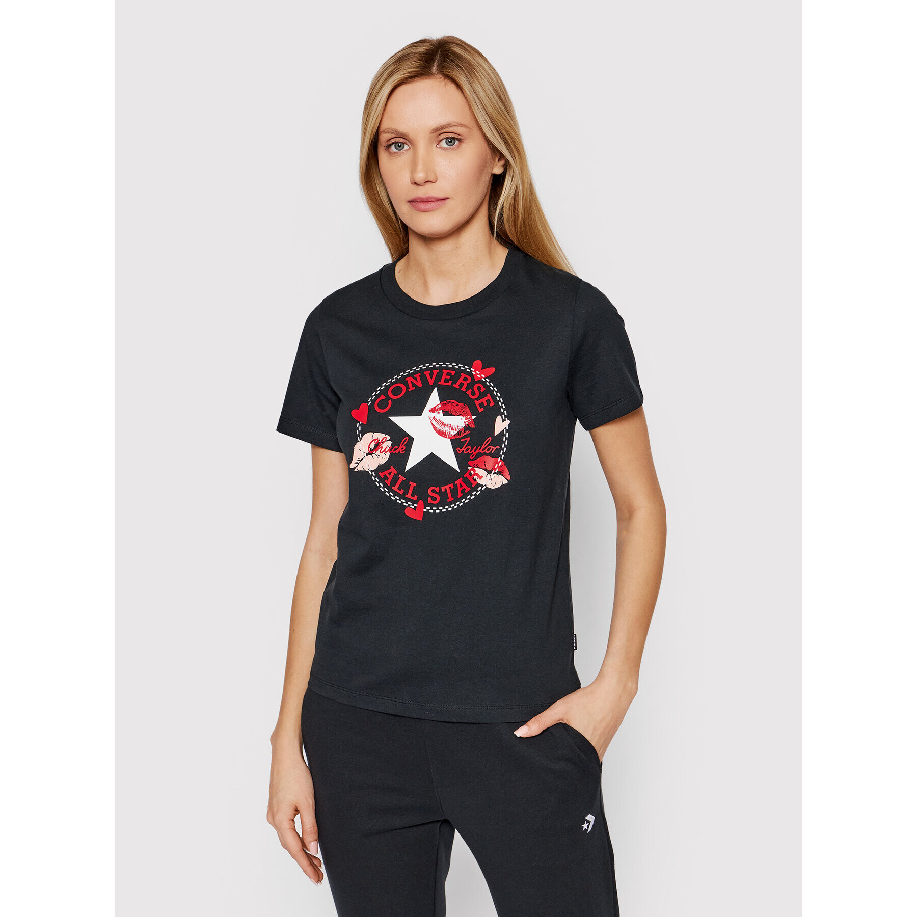 Converse Тишърт 10024035-A01 Черен Standard Fit - Pepit.bg