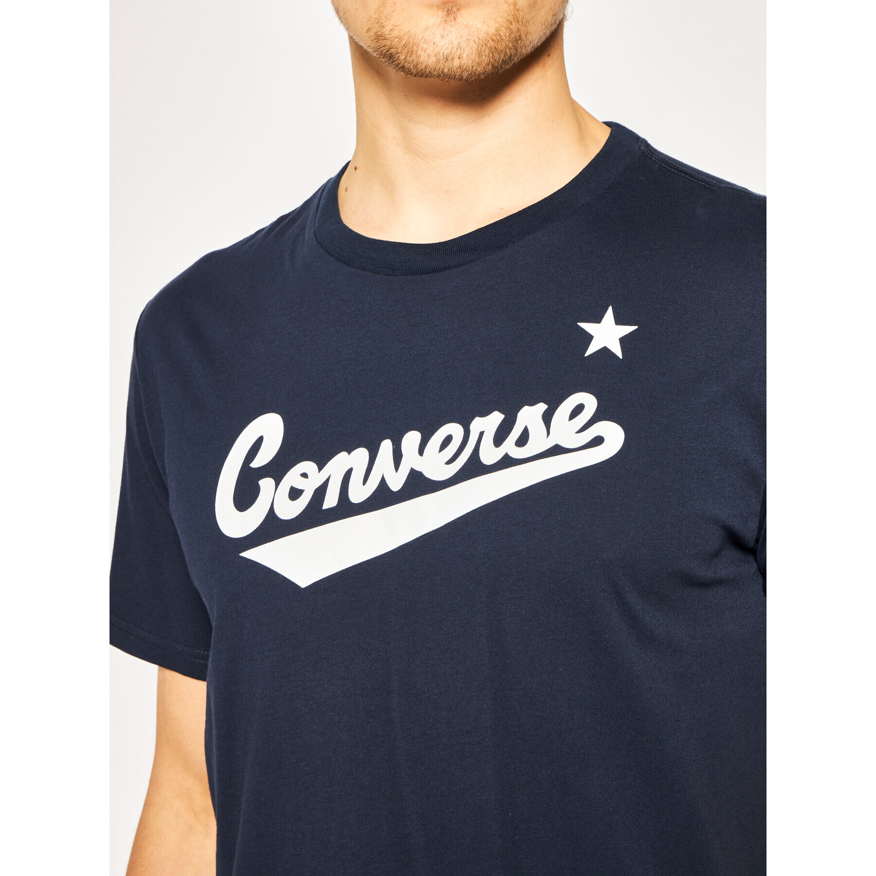 Converse Тишърт Center Front Logo 10018235-A08 Тъмносин Regular Fit - Pepit.bg