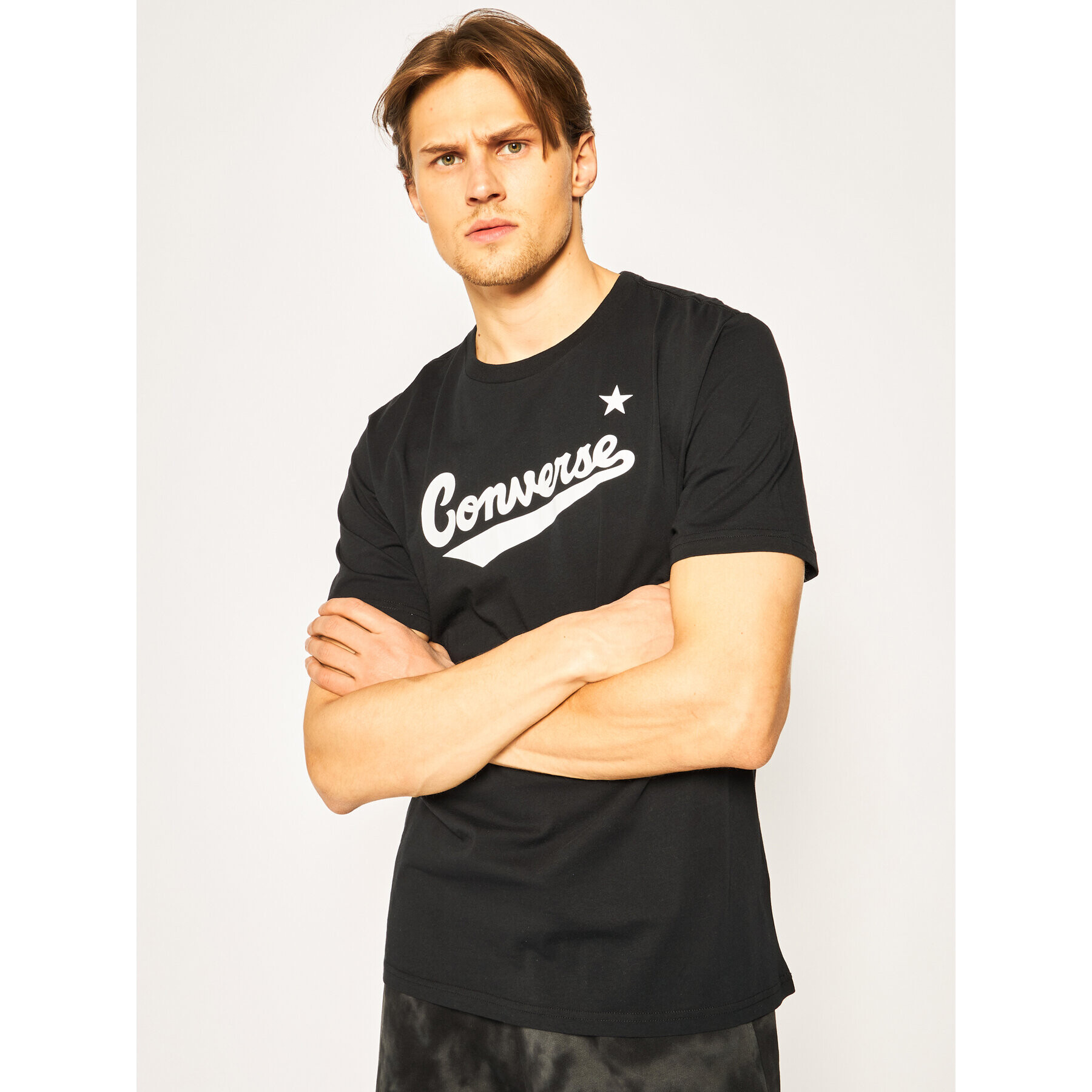 Converse Тишърт Center Front Logo Tee 10018235-A01 Черен Regular Fit - Pepit.bg