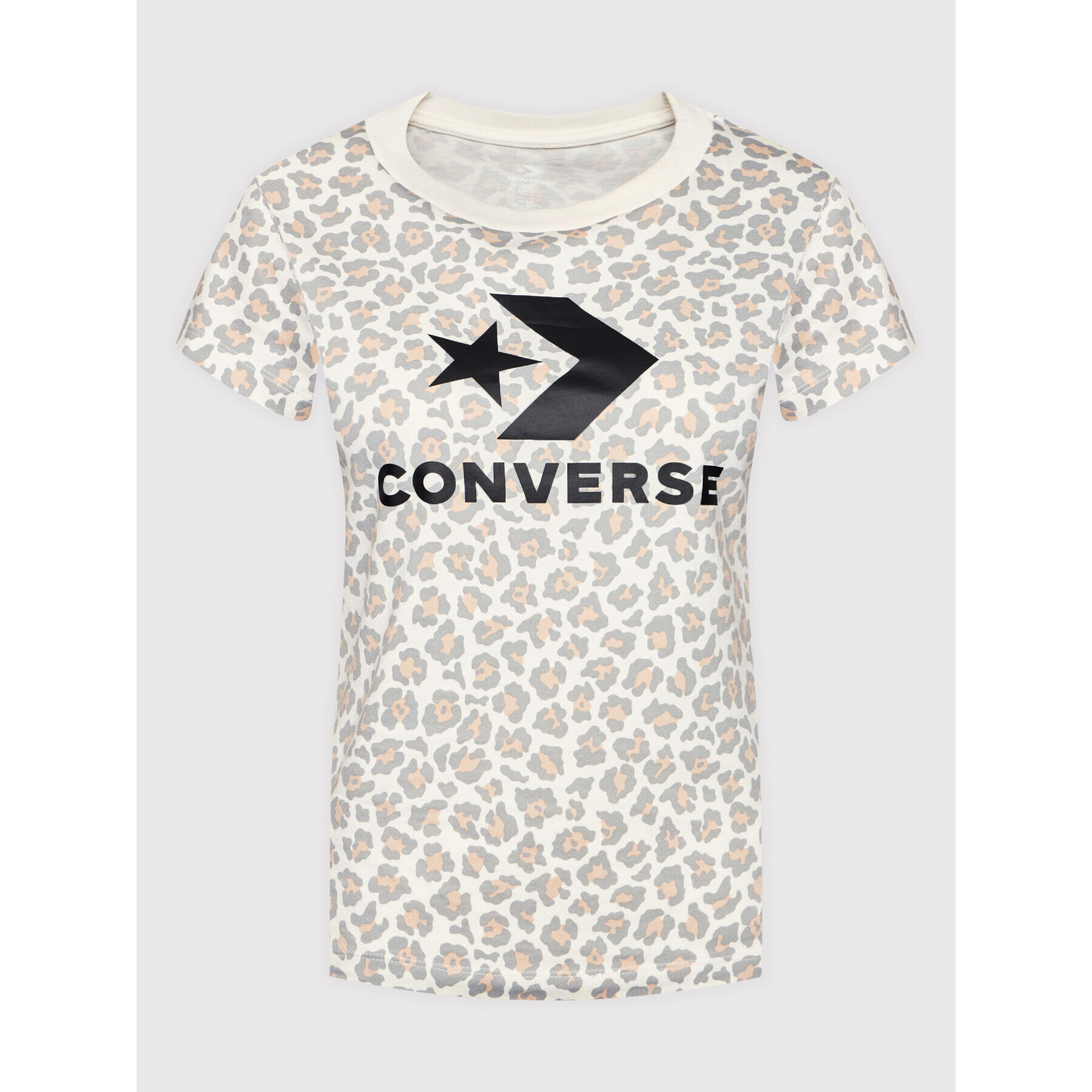 Converse Тишърт Center Front Star Chevron Leopard 10022364-A01 Бежов Regular Fit - Pepit.bg