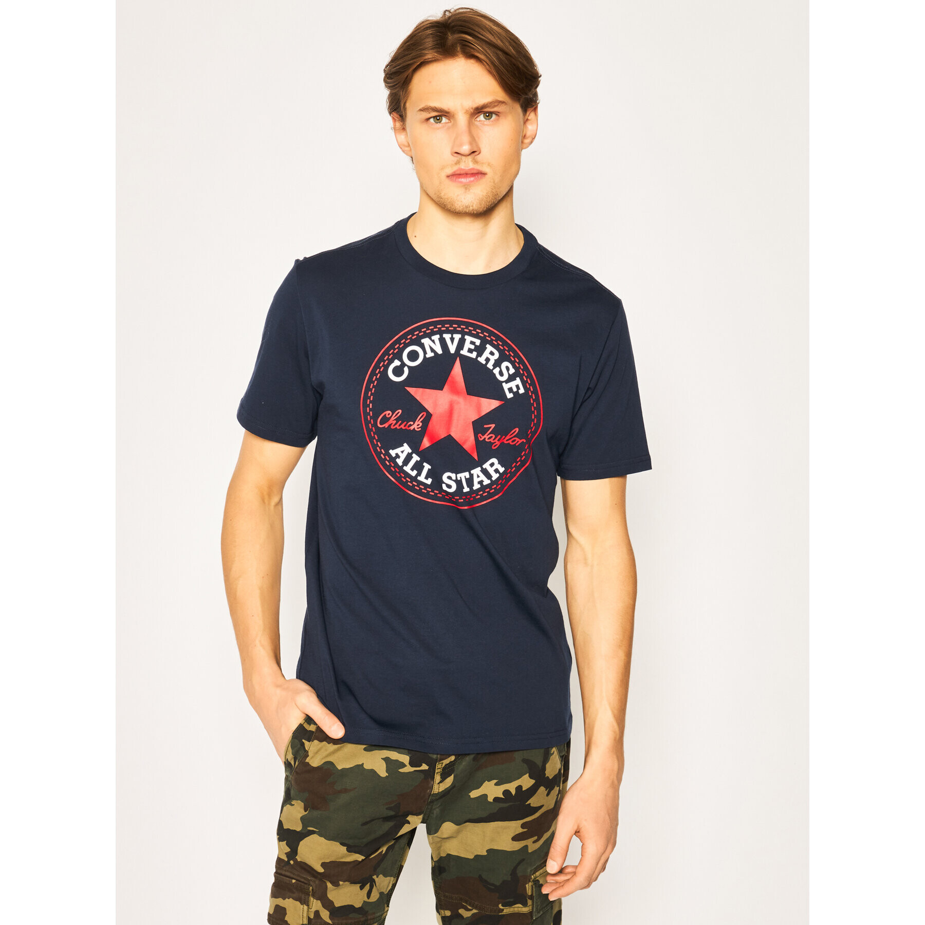 Converse Тишърт Chuck Patch Tee 10007887-A02 Тъмносин Regular Fit - Pepit.bg