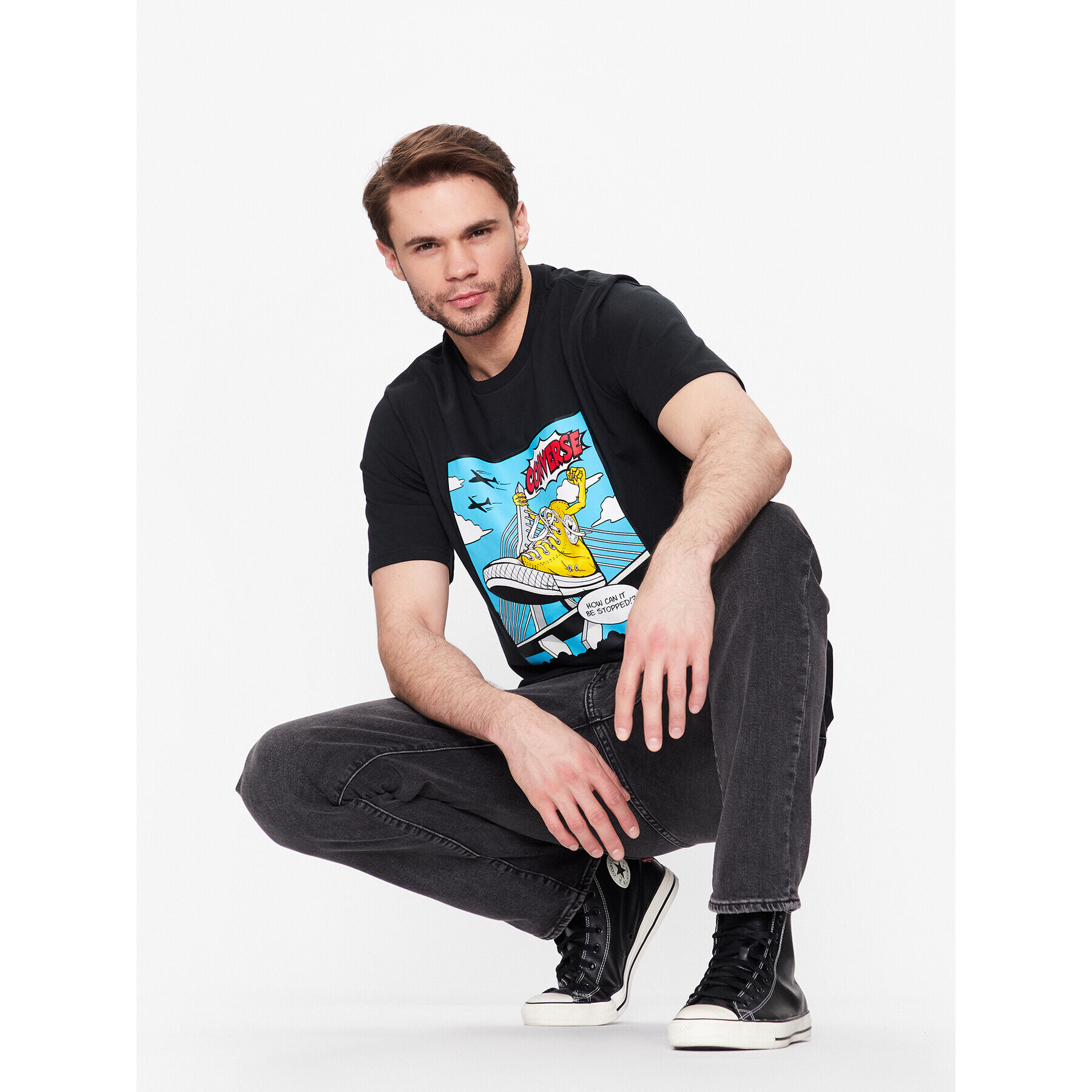 Converse Тишърт Comic 10025060-A02 Черен Standard Fit - Pepit.bg