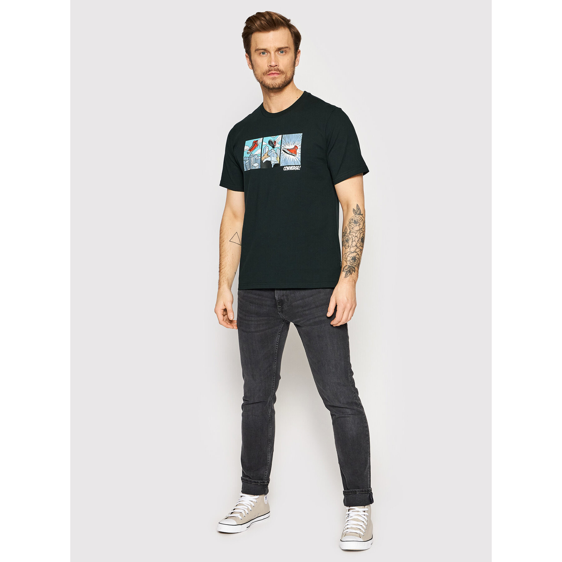 Converse Тишърт Comic Graphic 10022936-A02 Черен Regular Fit - Pepit.bg