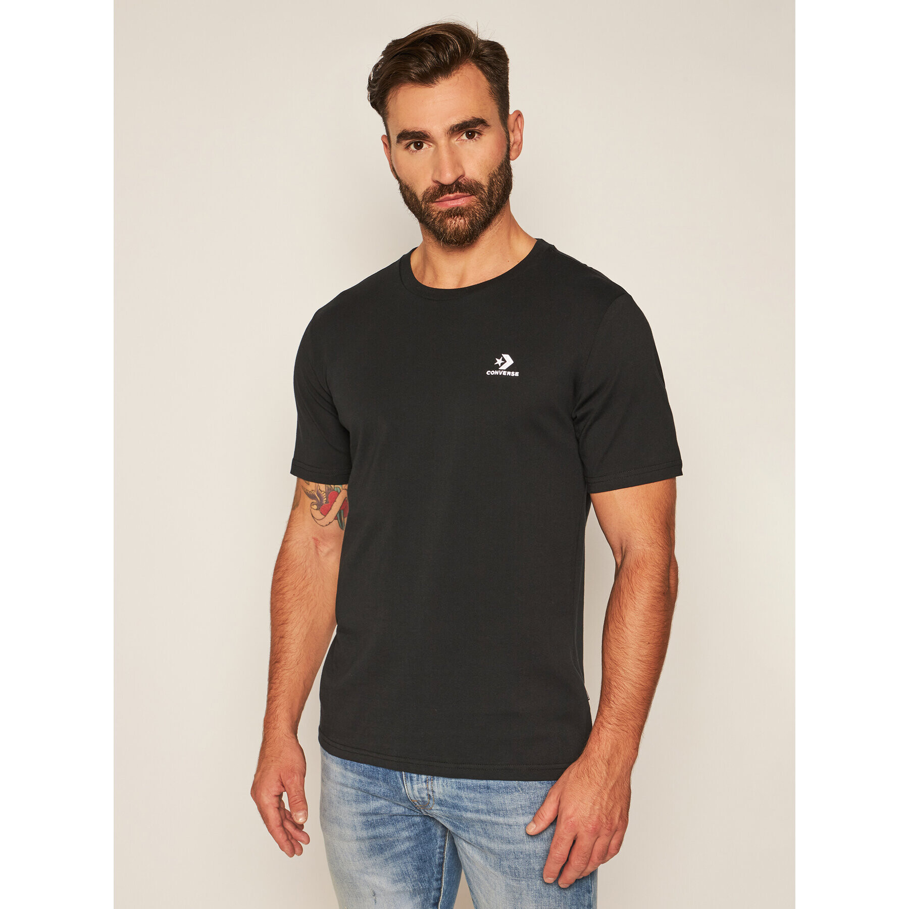 Converse Тишърт Embroidered Star Chevron Tee 10020224-A02 Черен Regular Fit - Pepit.bg