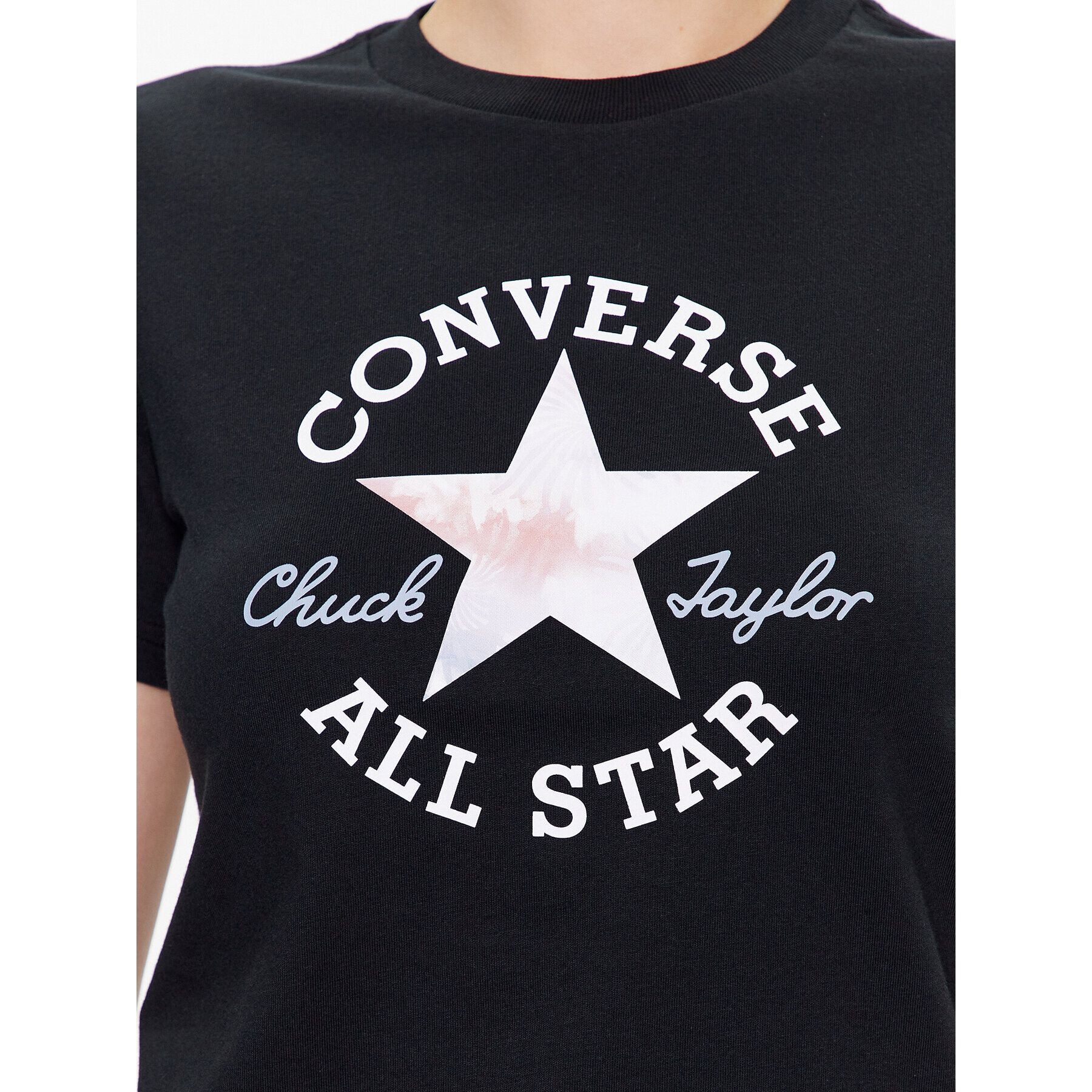 Converse Тишърт Floral Chuck Taylor All Star 10025041-A01 Черен Slim Fit - Pepit.bg