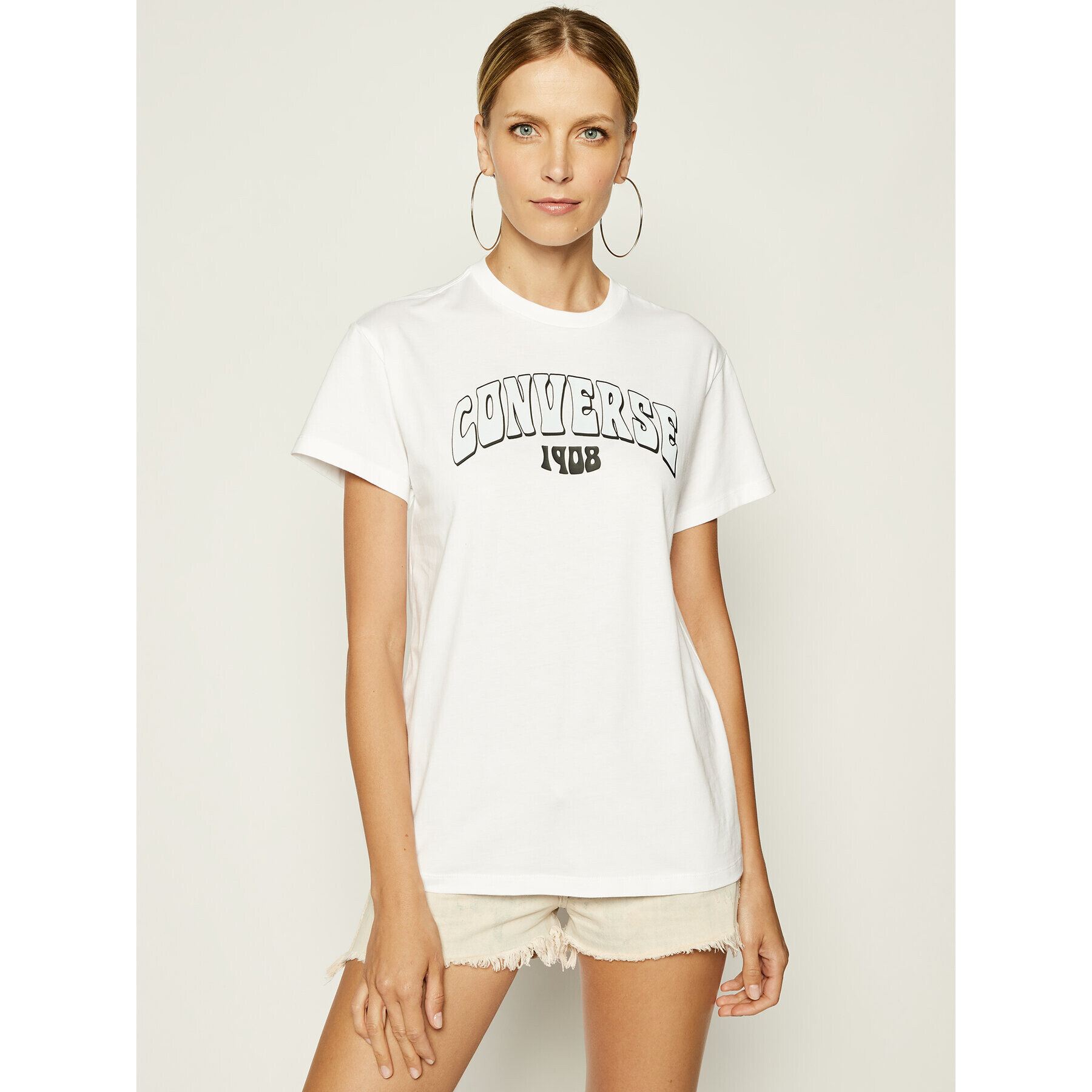 Converse Тишърт Greetings Tee 10019572 Бял Oversize - Pepit.bg