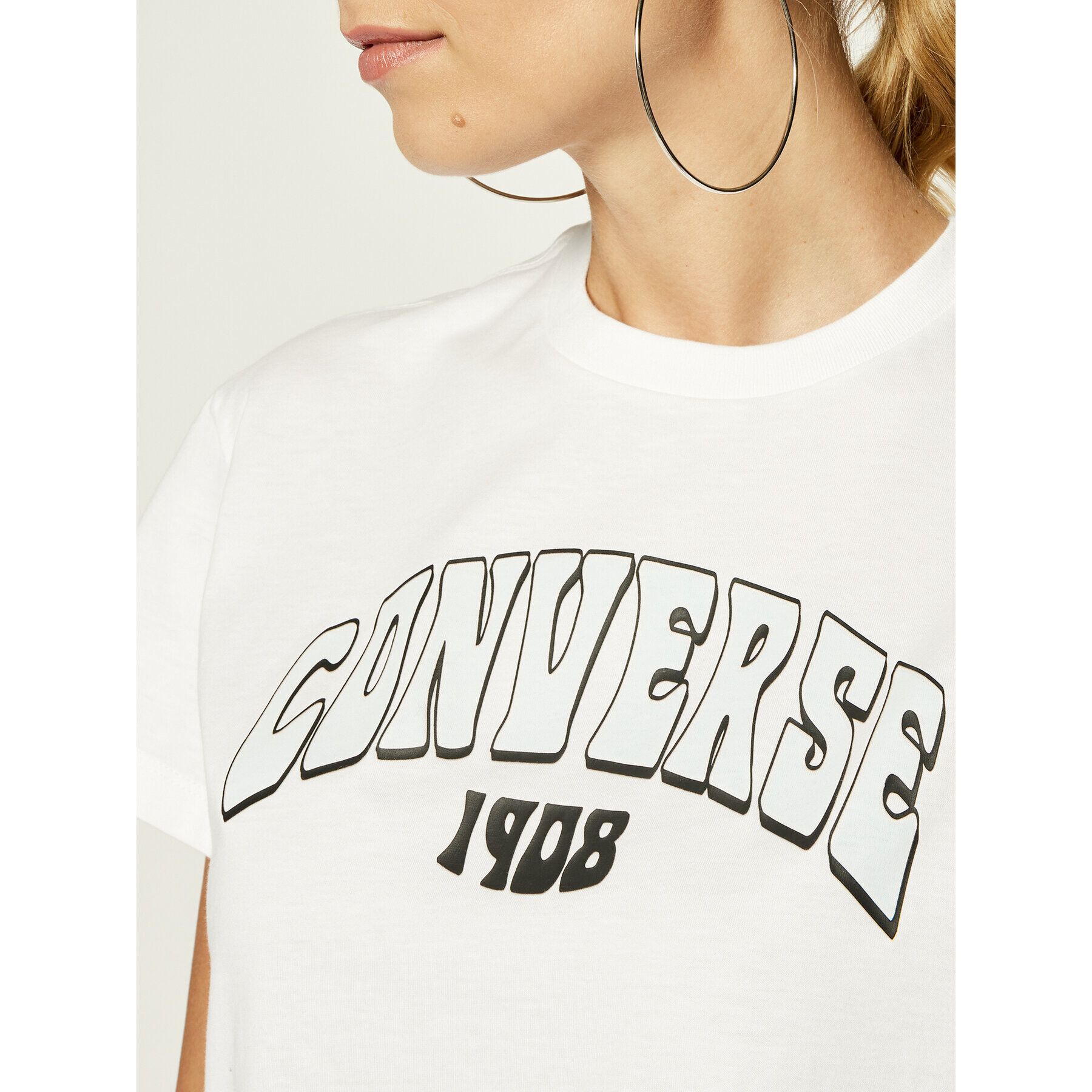 Converse Тишърт Greetings Tee 10019572 Бял Oversize - Pepit.bg