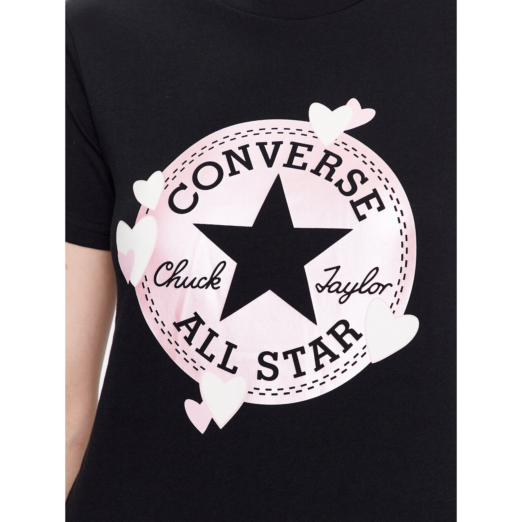 Converse Тишърт Heart All Star 10025493-A01 Черен Slim Fit - Pepit.bg