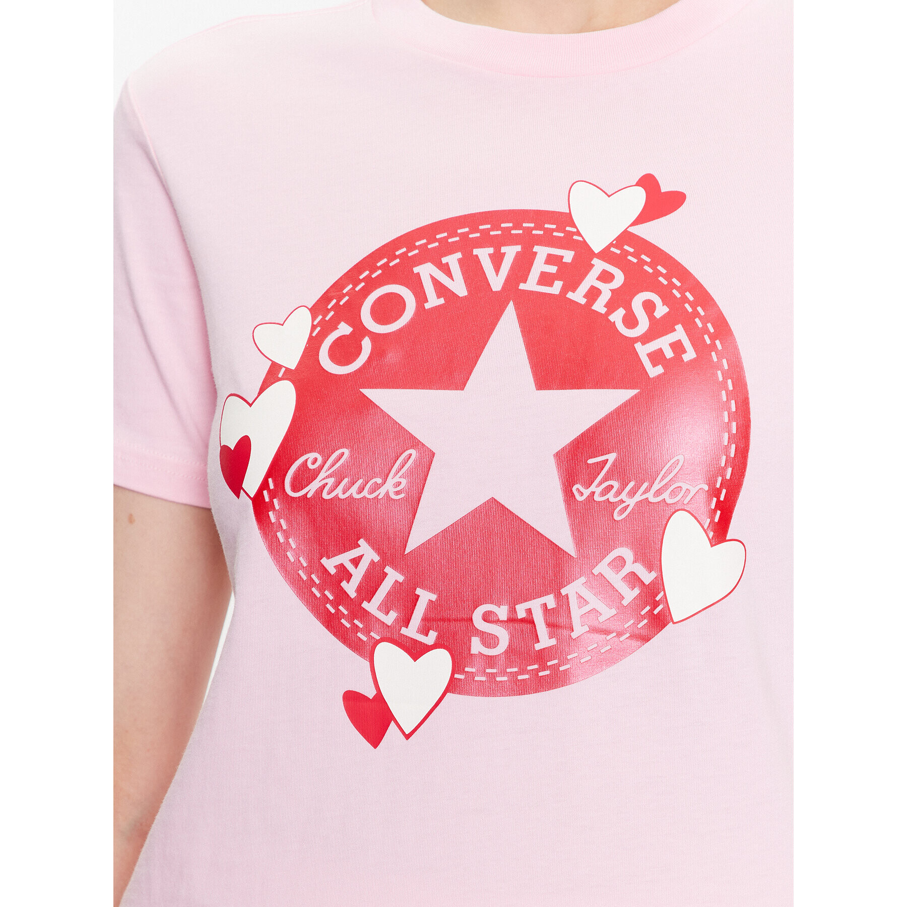 Converse Тишърт Heart All Star 10025493-A03 Розов Slim Fit - Pepit.bg