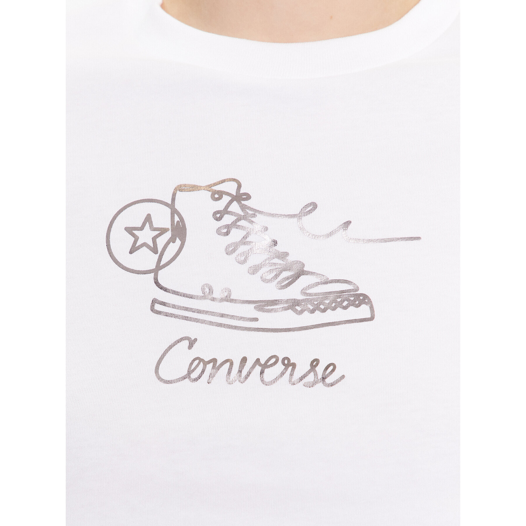 Converse Тишърт Sneaker Graphic 10024537-A01 Бял Slim Fit - Pepit.bg