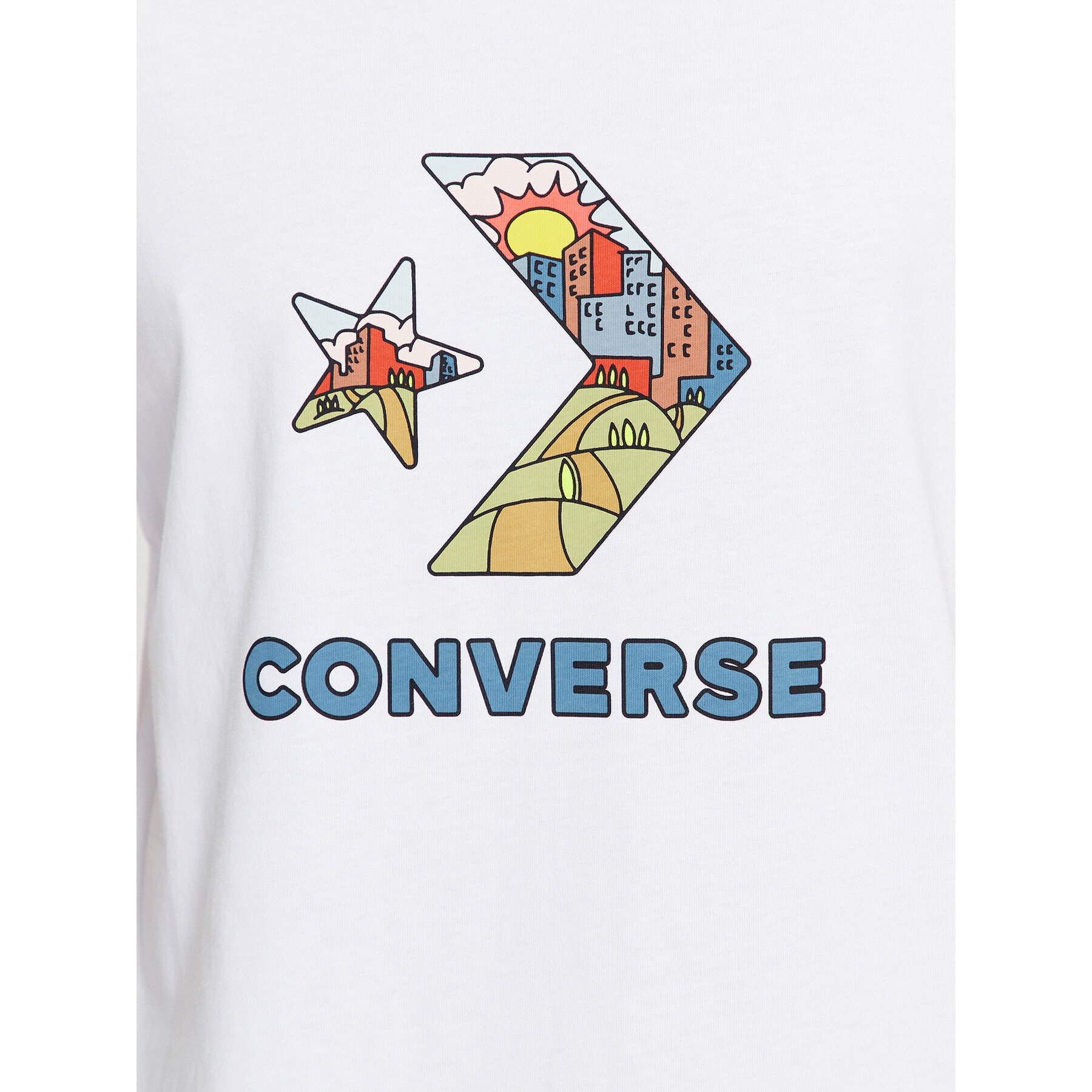 Converse Тишърт Star Chevron Block Infill Ss Tee 10025280-A02 Бял Regular Fit - Pepit.bg