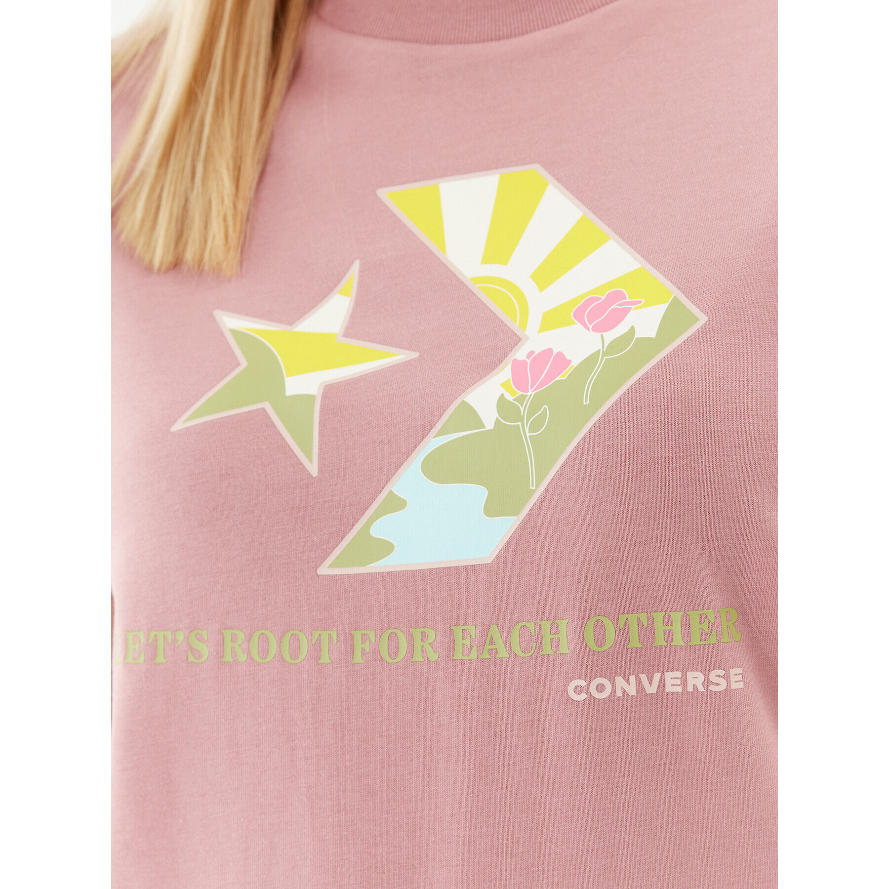 Converse Тишърт Star Chevron Infill Tee 10025214-A03 Розов Regular Fit - Pepit.bg