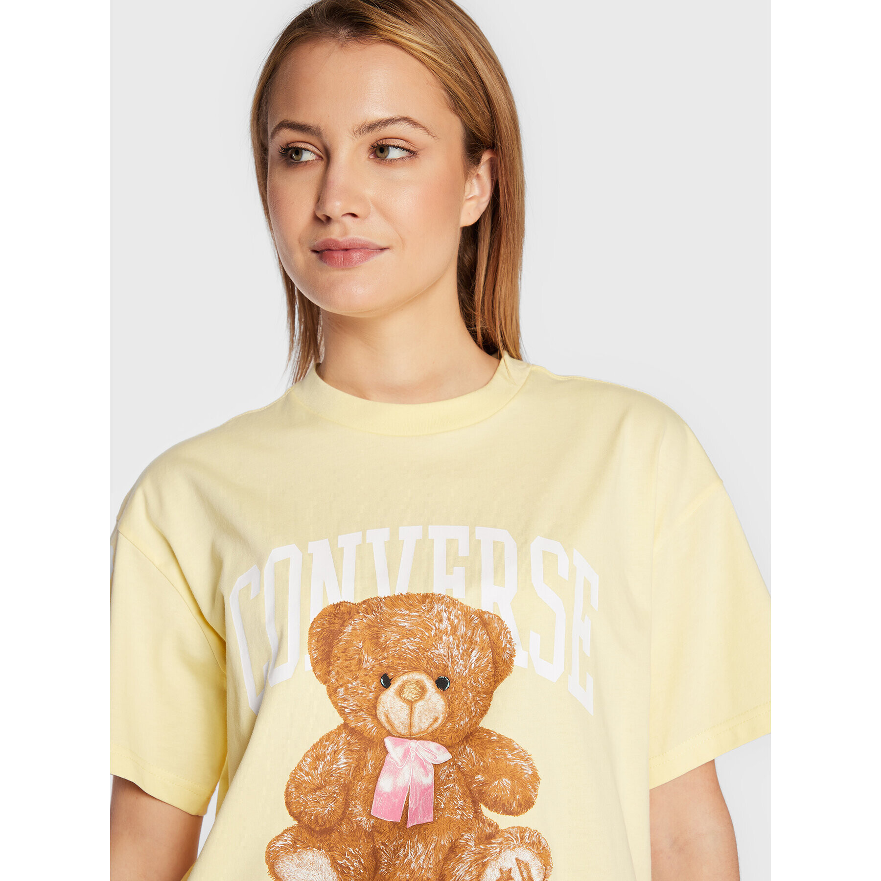 Converse Тишърт Teddy Bear 10023881-A02 Жълт Loose Fit - Pepit.bg