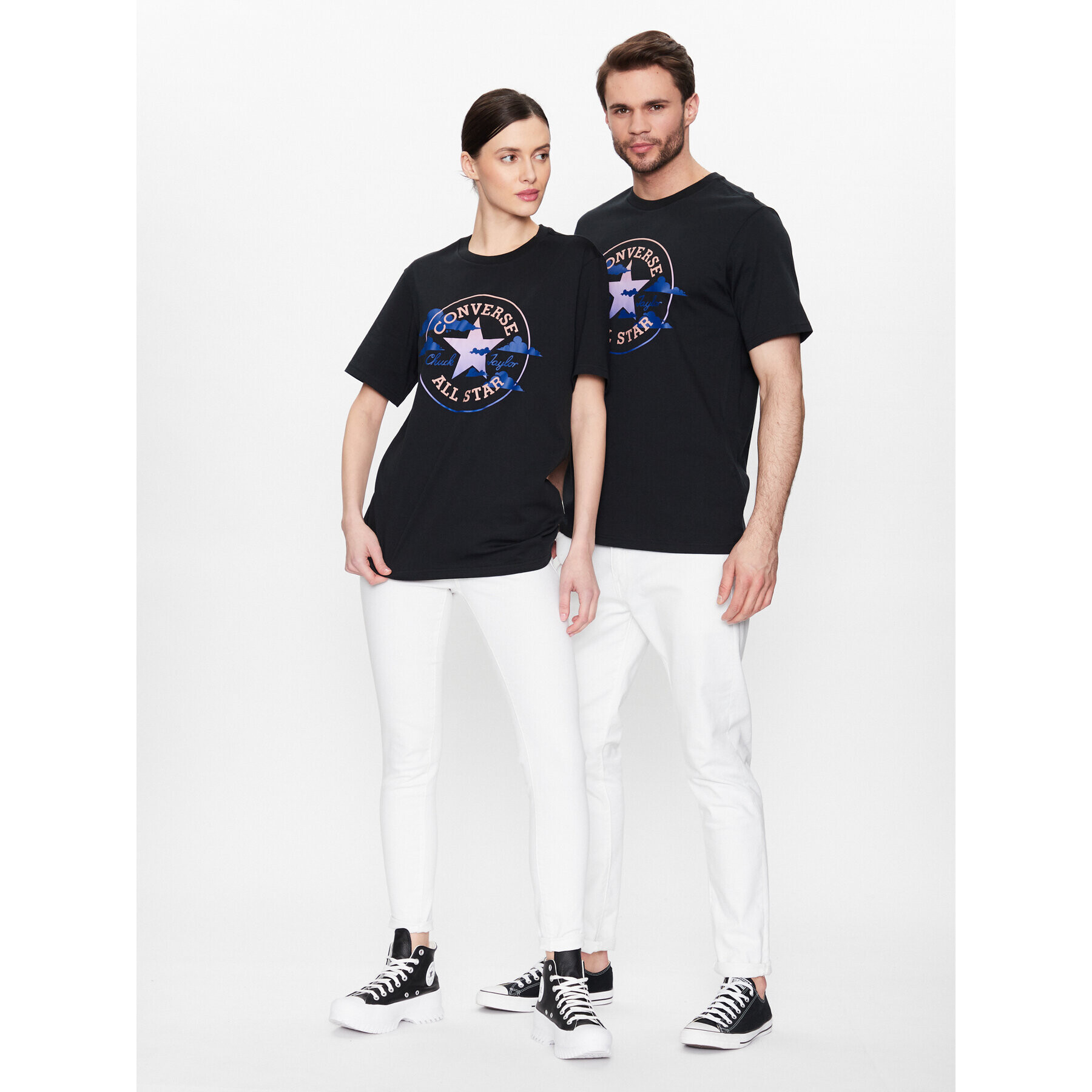 Converse Тишърт Unisex Clouds Graphic 10024575-A02 Черен Regular Fit - Pepit.bg