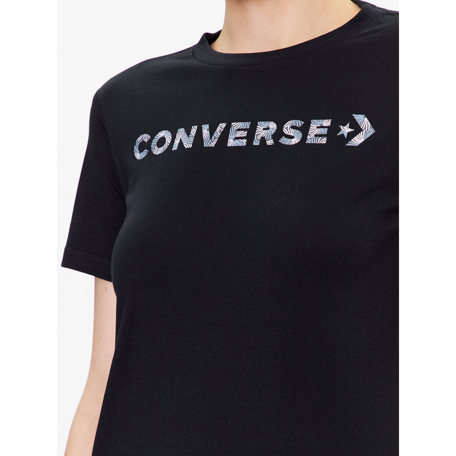 Converse Тишърт Wordmark 10024545-A03 Черен Slim Fit - Pepit.bg