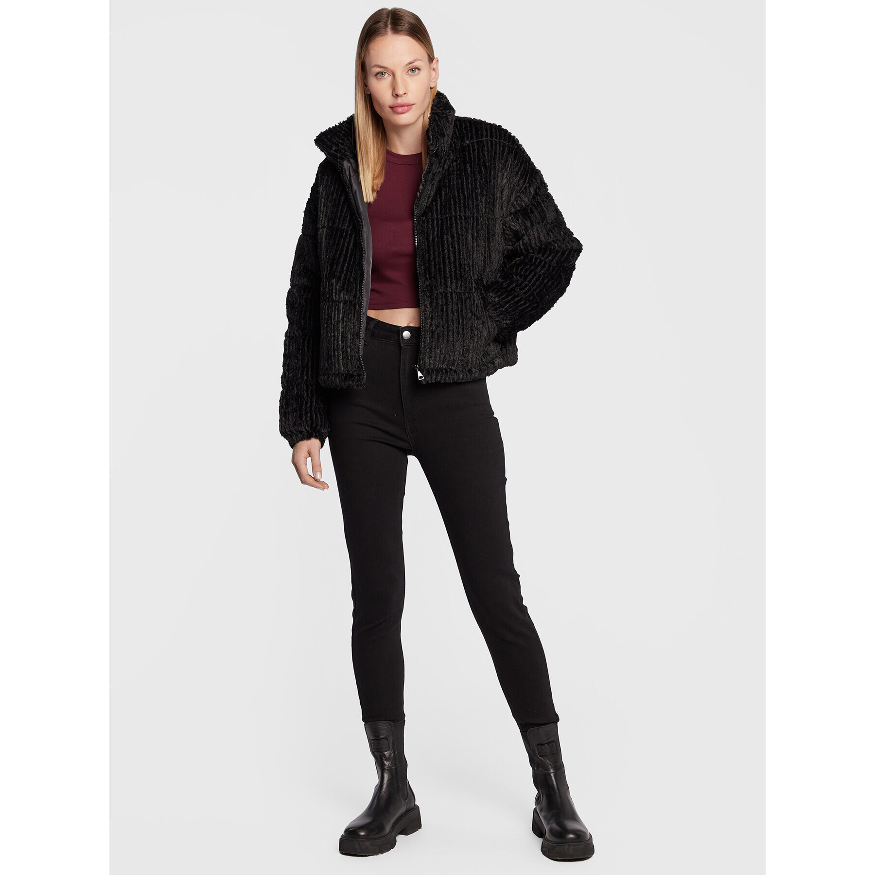 Cotton On Пухено яке 2055252 Черен Regular Fit - Pepit.bg