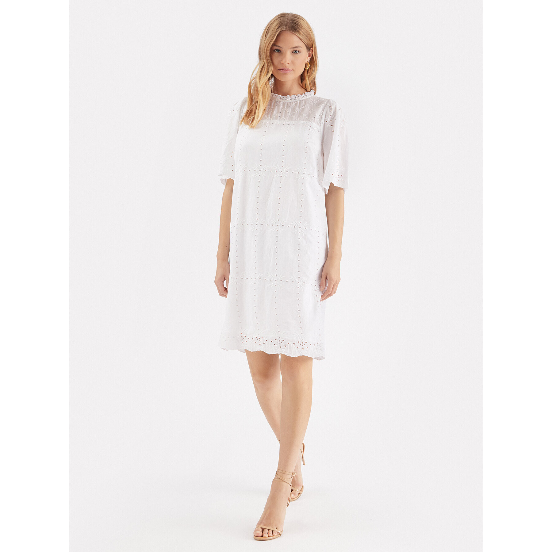 Cream Ежедневна рокля Moccamia 10611191 Бял Regular Fit - Pepit.bg