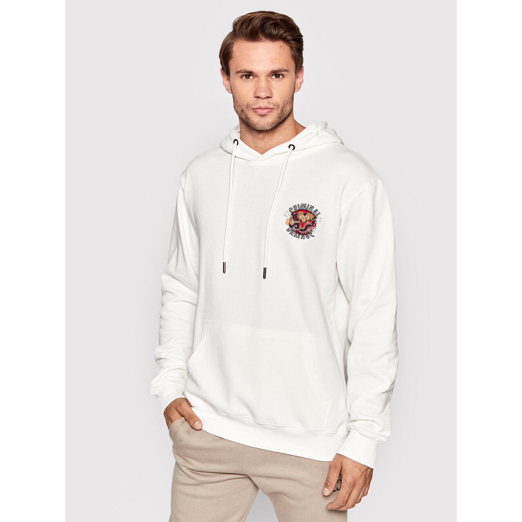 Criminal Damage Суитшърт Mystic Dragon MDHW22 Бял Regular Fit - Pepit.bg