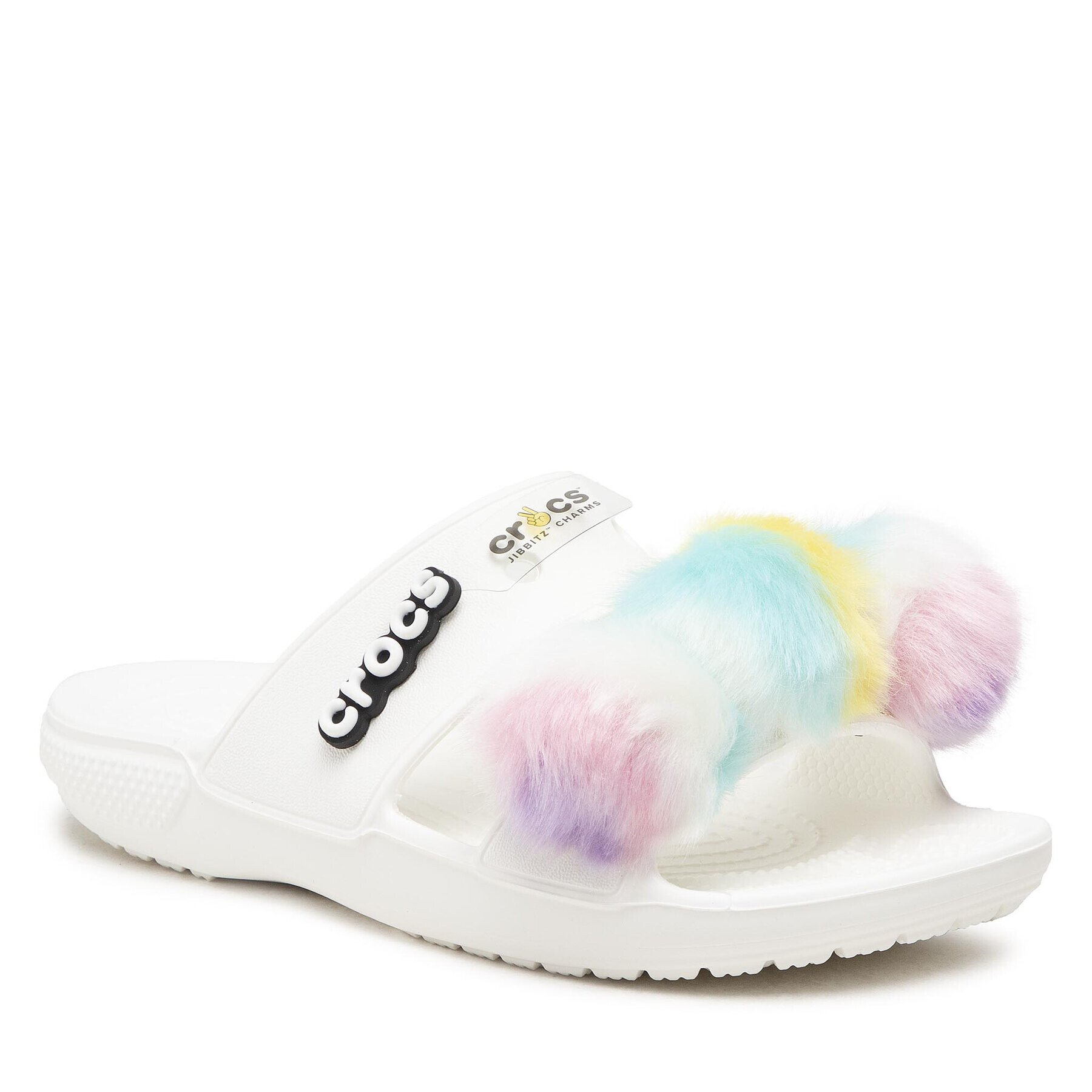 Crocs Чехли Classic Fur Sure Sandal 207405 Бял - Pepit.bg