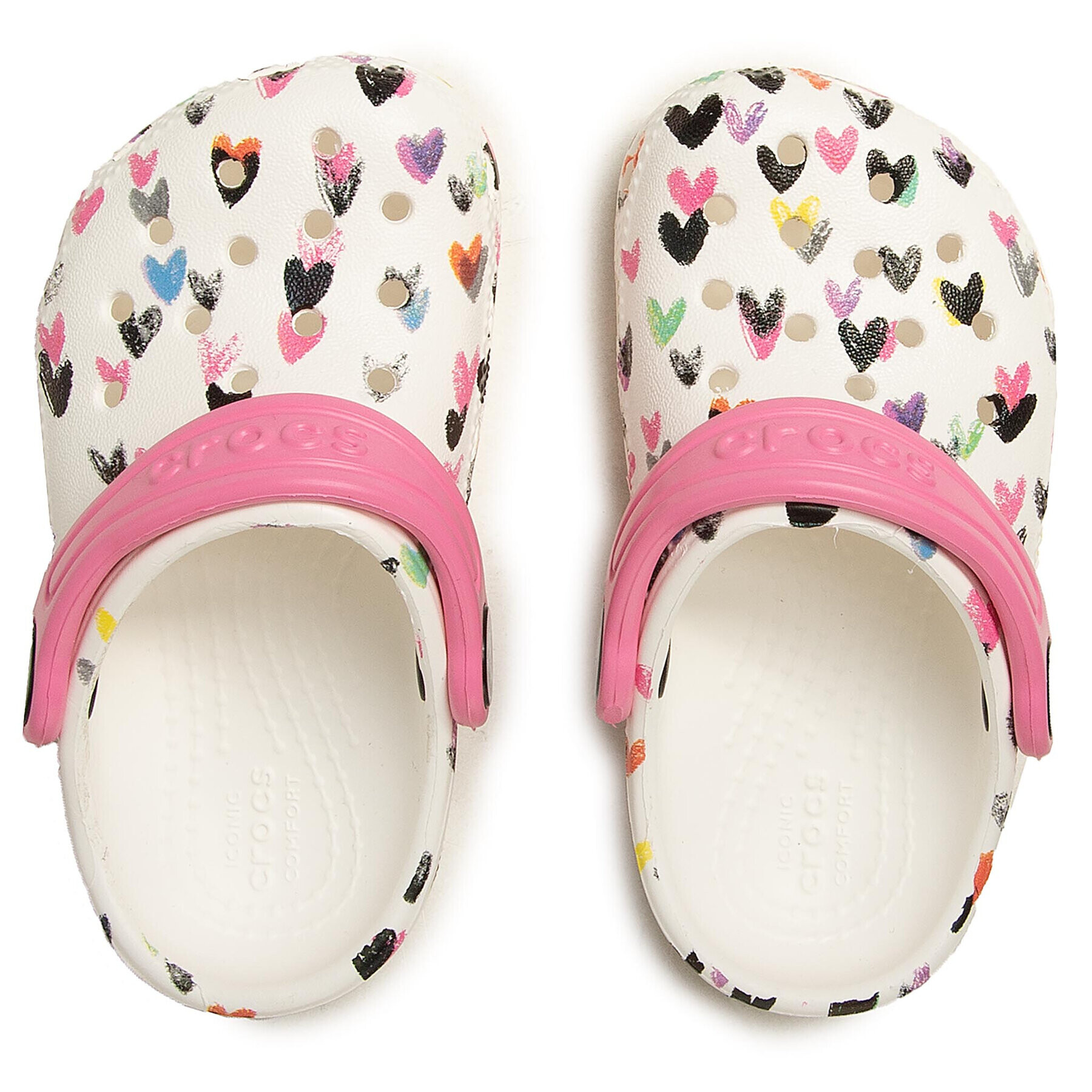 Crocs Чехли Classic Heart Print Clog K 207000 Бял - Pepit.bg