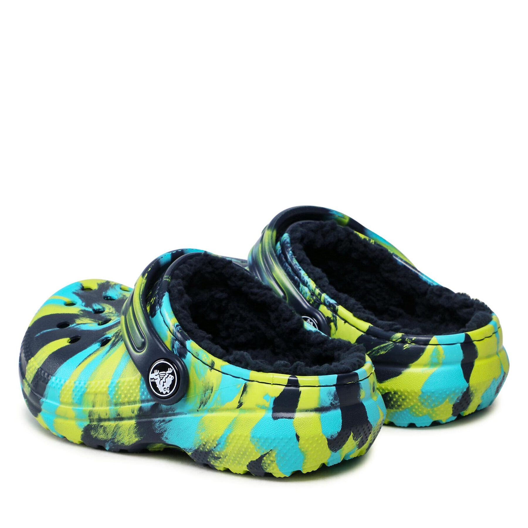 Crocs Чехли Classic Lined Marbled Clog K 207238 Зелен - Pepit.bg