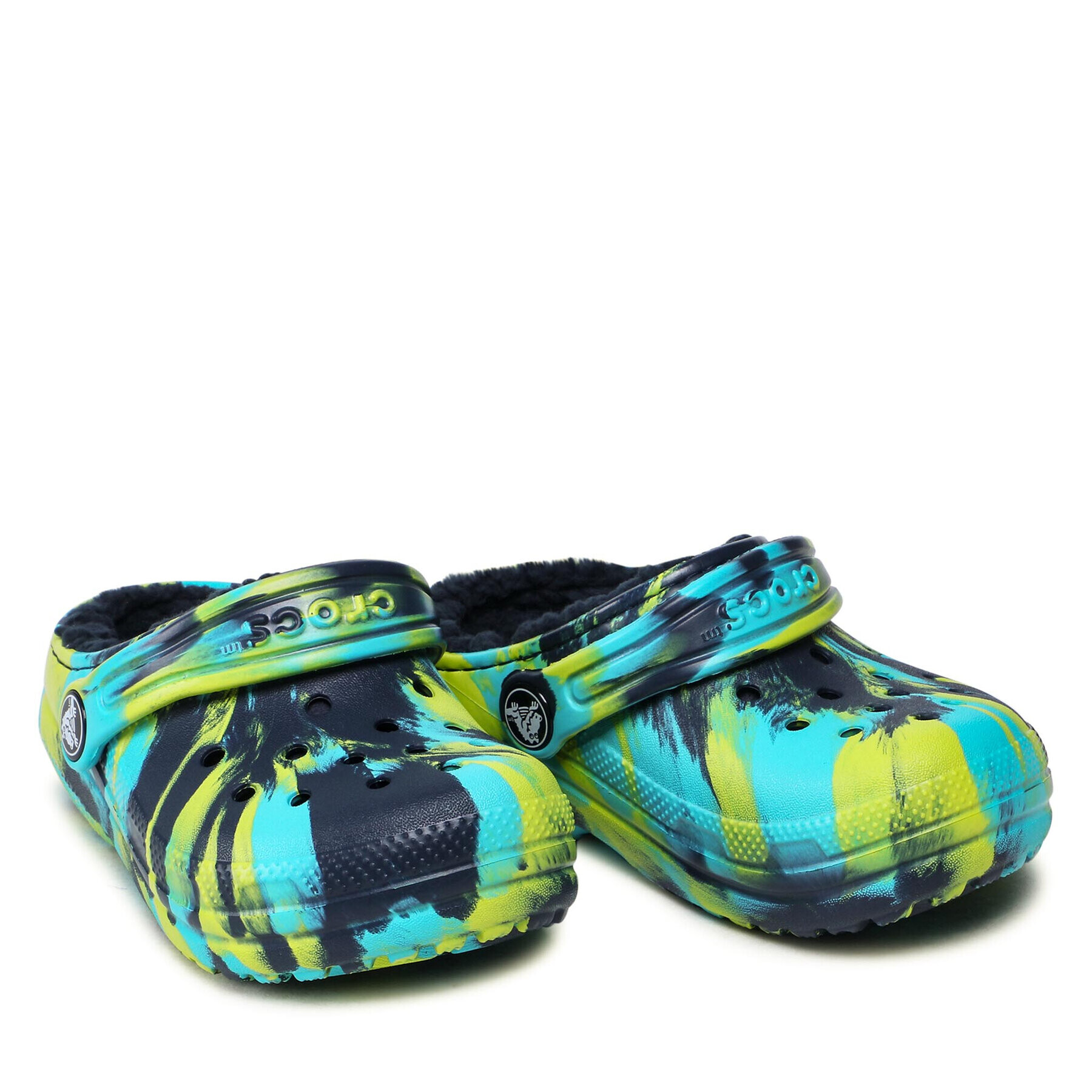 Crocs Чехли Classic Lined Marbled Clog K 207238 Зелен - Pepit.bg