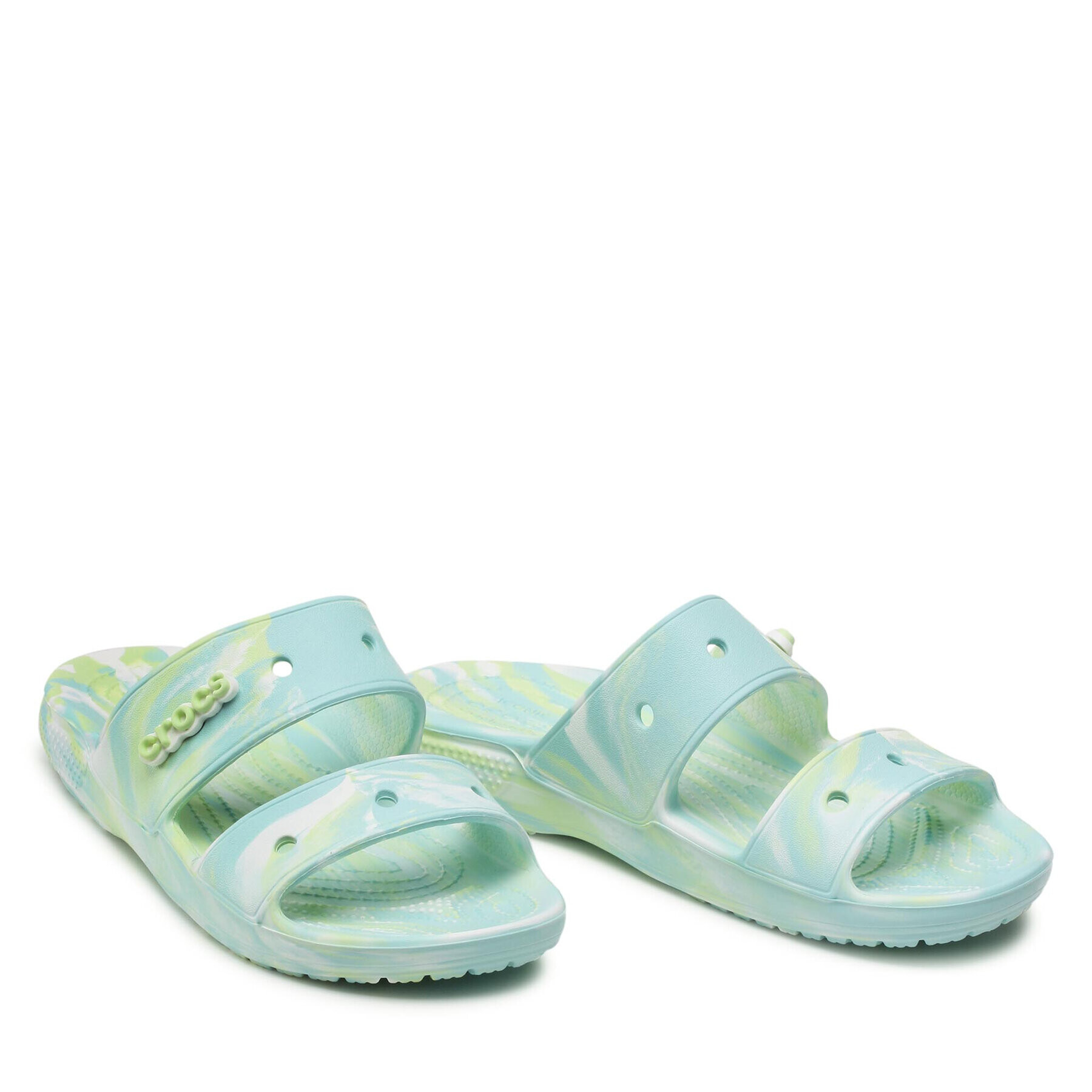 Crocs Чехли Classic Marbled Sandal 207701 Зелен - Pepit.bg