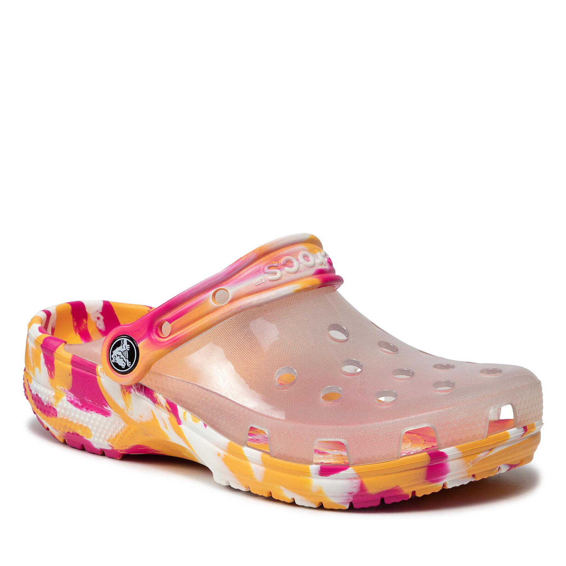 Crocs Чехли Classic Translucent Marbled Clog 207407 Бял - Pepit.bg