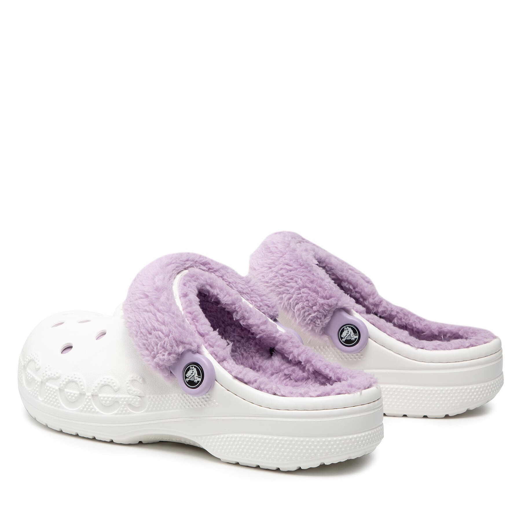 Crocs Чехли Baya Lined Fuzz Strap Clog 206633 Бял - Pepit.bg