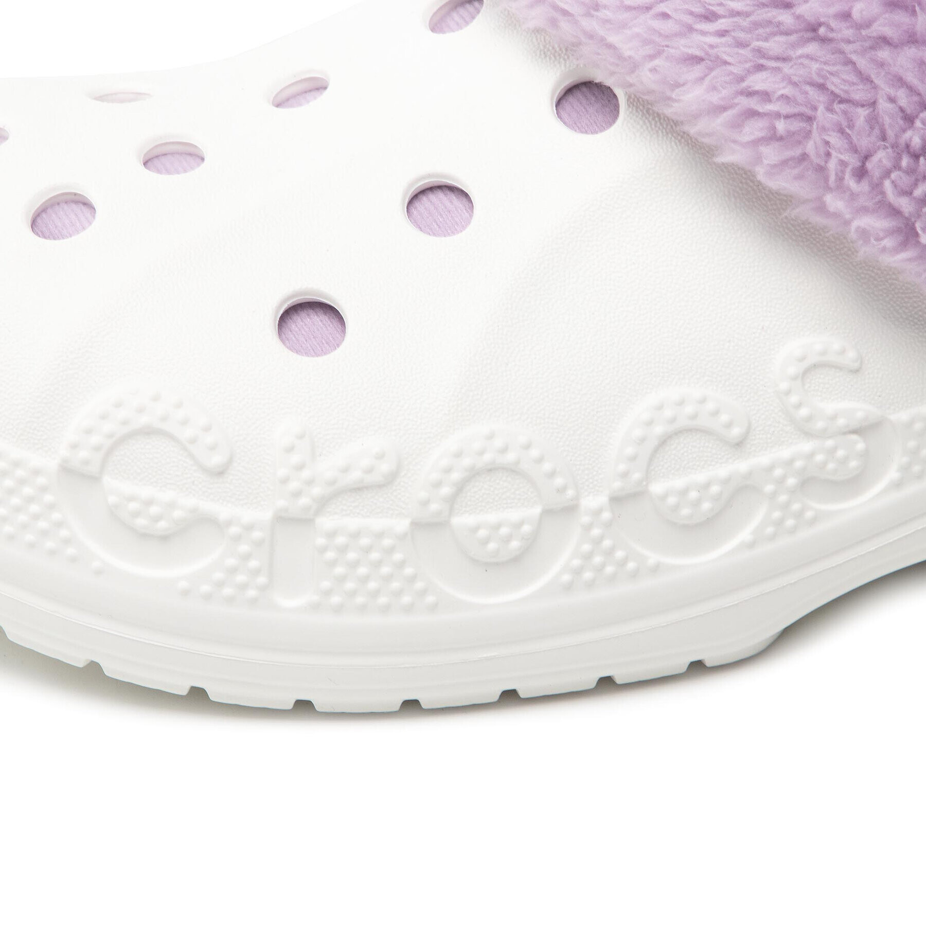 Crocs Чехли Baya Lined Fuzz Strap Clog 206633 Бял - Pepit.bg