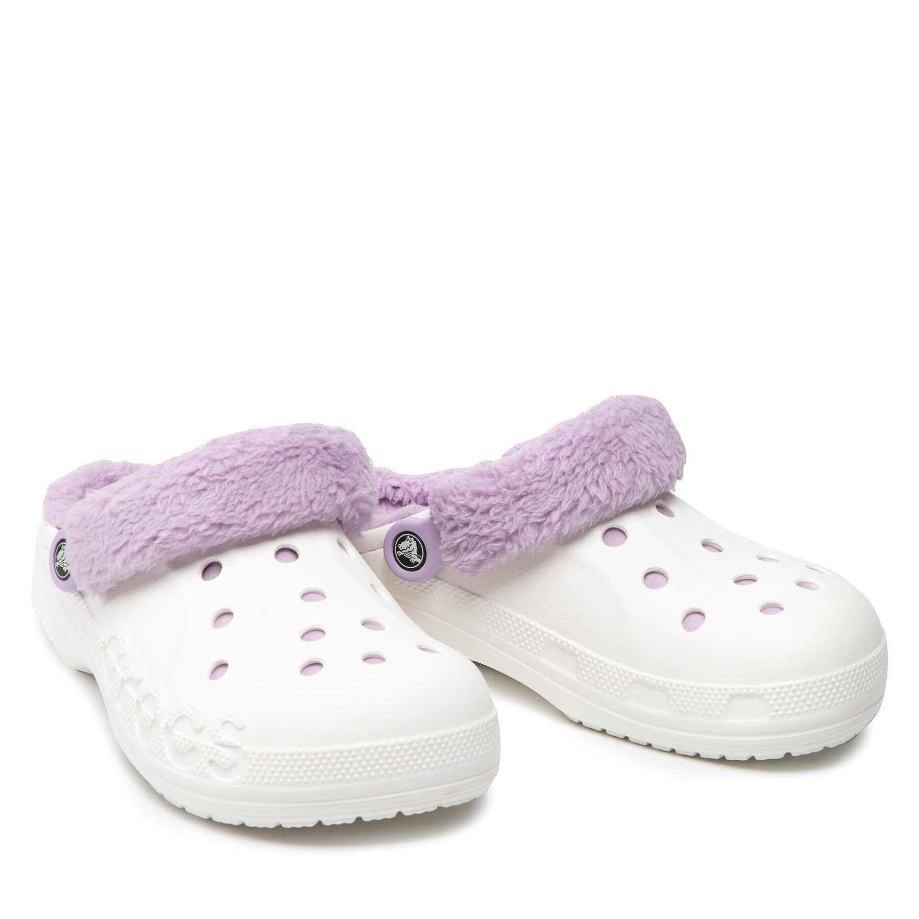 Crocs Чехли Baya Lined Fuzz Strap Clog 206633 Бял - Pepit.bg