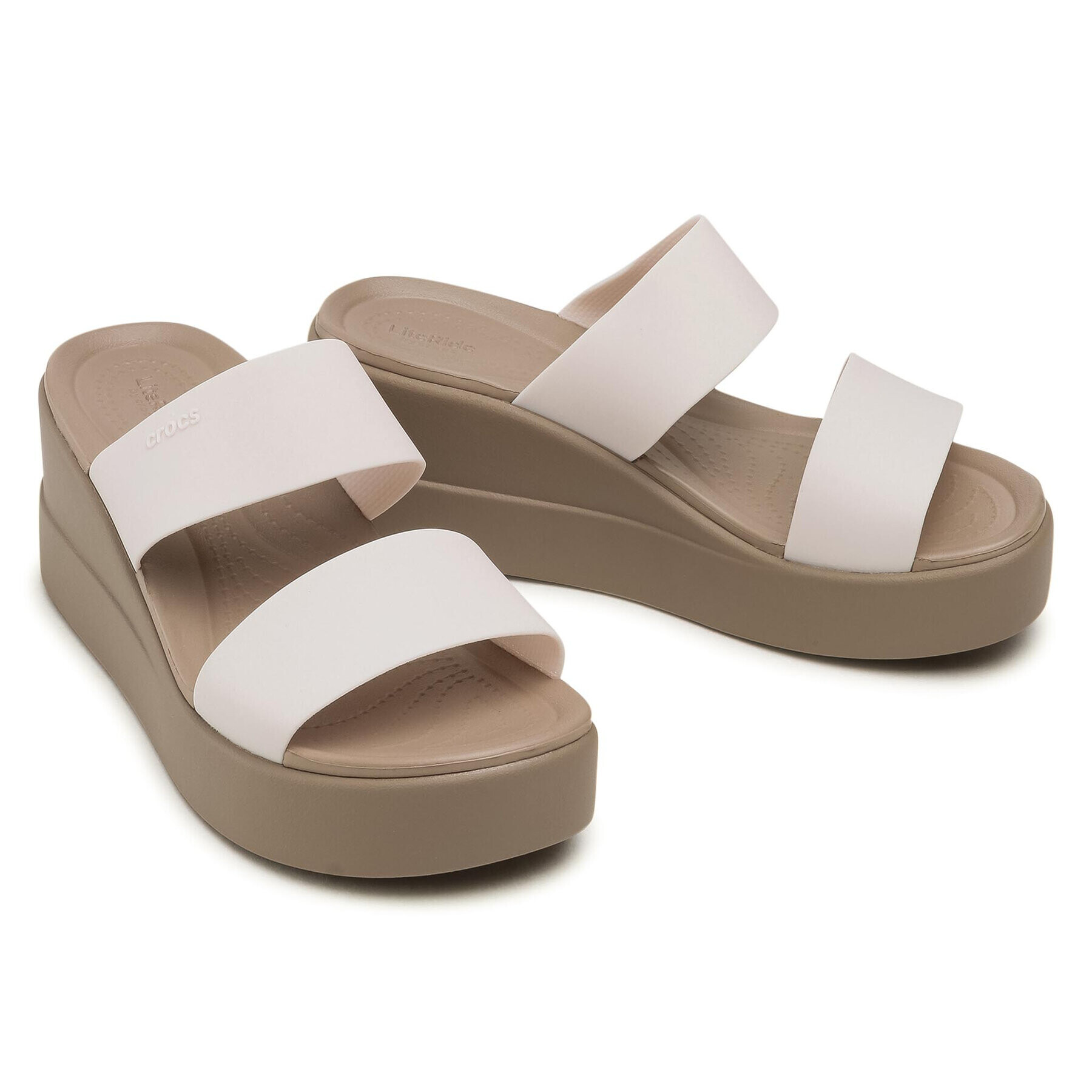 Crocs Чехли Brooklyn Mid Wedge 206219 Бежов - Pepit.bg