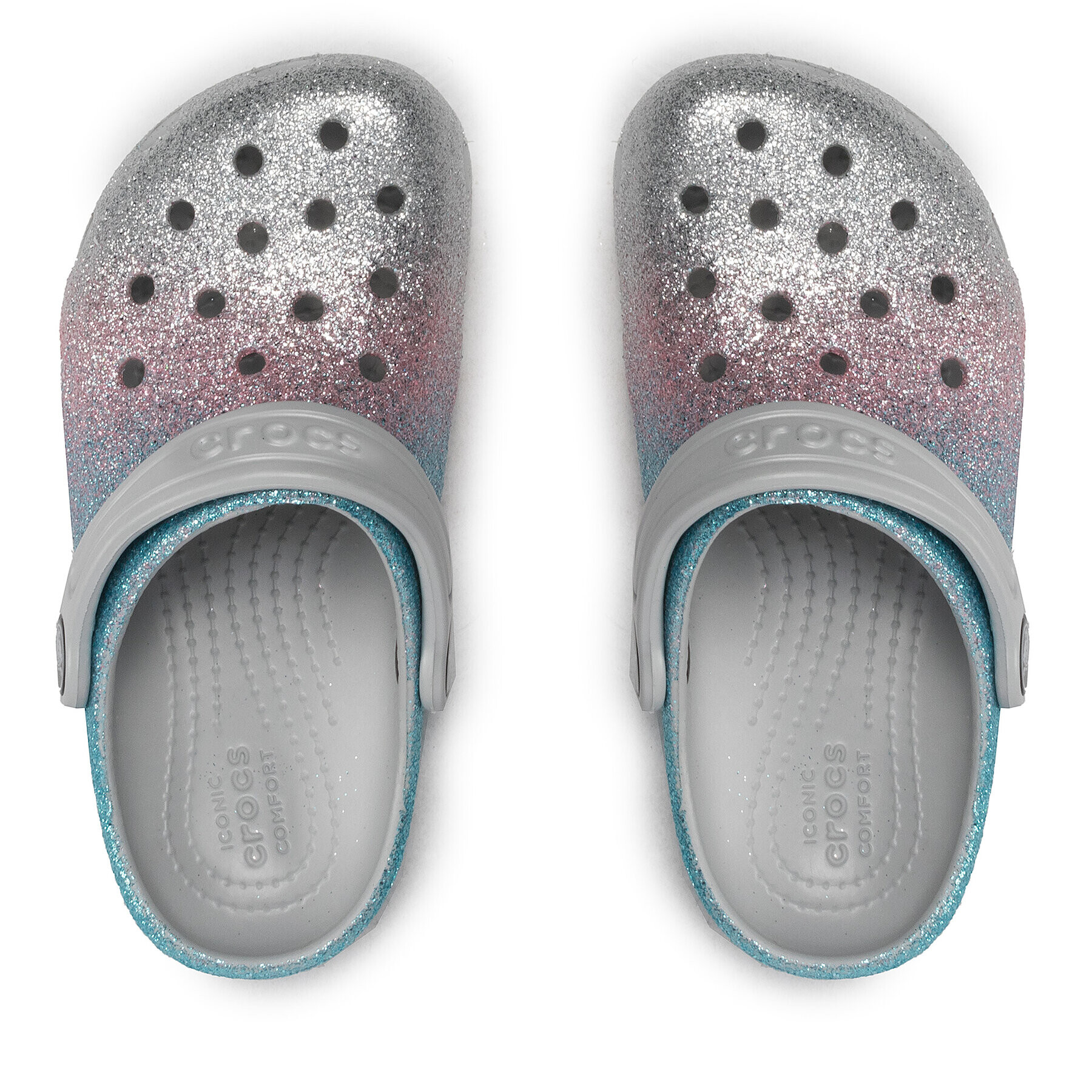 Crocs Чехли Classic Glitter Clog K 206993 Сребрист - Pepit.bg